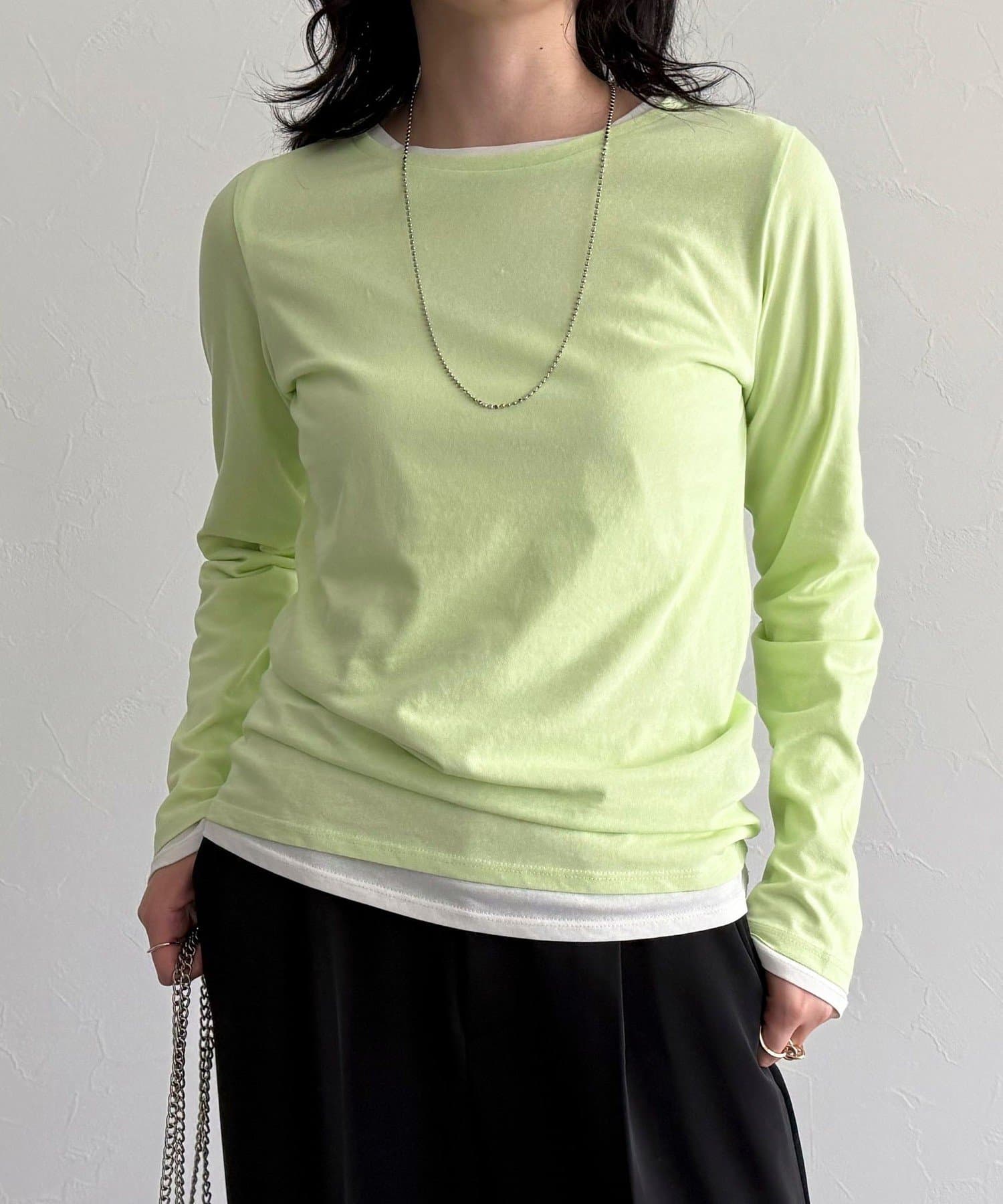 ◇fredy emue◇【2025 SS】すっきりシルエットでお洒落感のある着こなしが叶うロンT●point・ロンTを2枚重ねるレイヤードコーデがトレンド感がありオススメです・絶妙なサイズ感で1枚でも