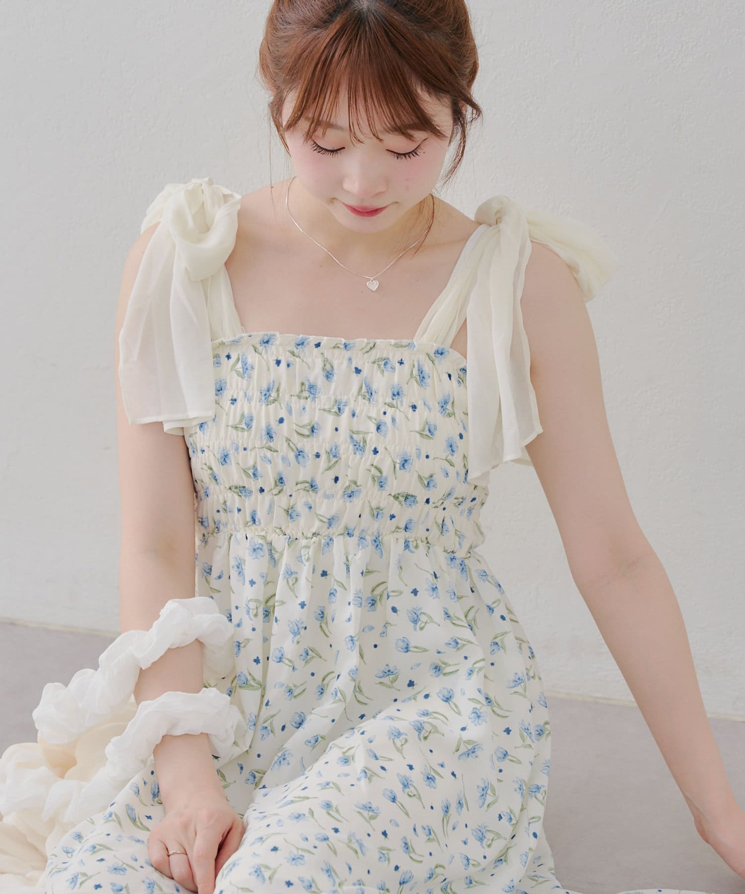 【3856】RNA 肩リボン ワンピース M 肩リボンキャミワンピース/MAJESTIC LEGON(マジェスティック