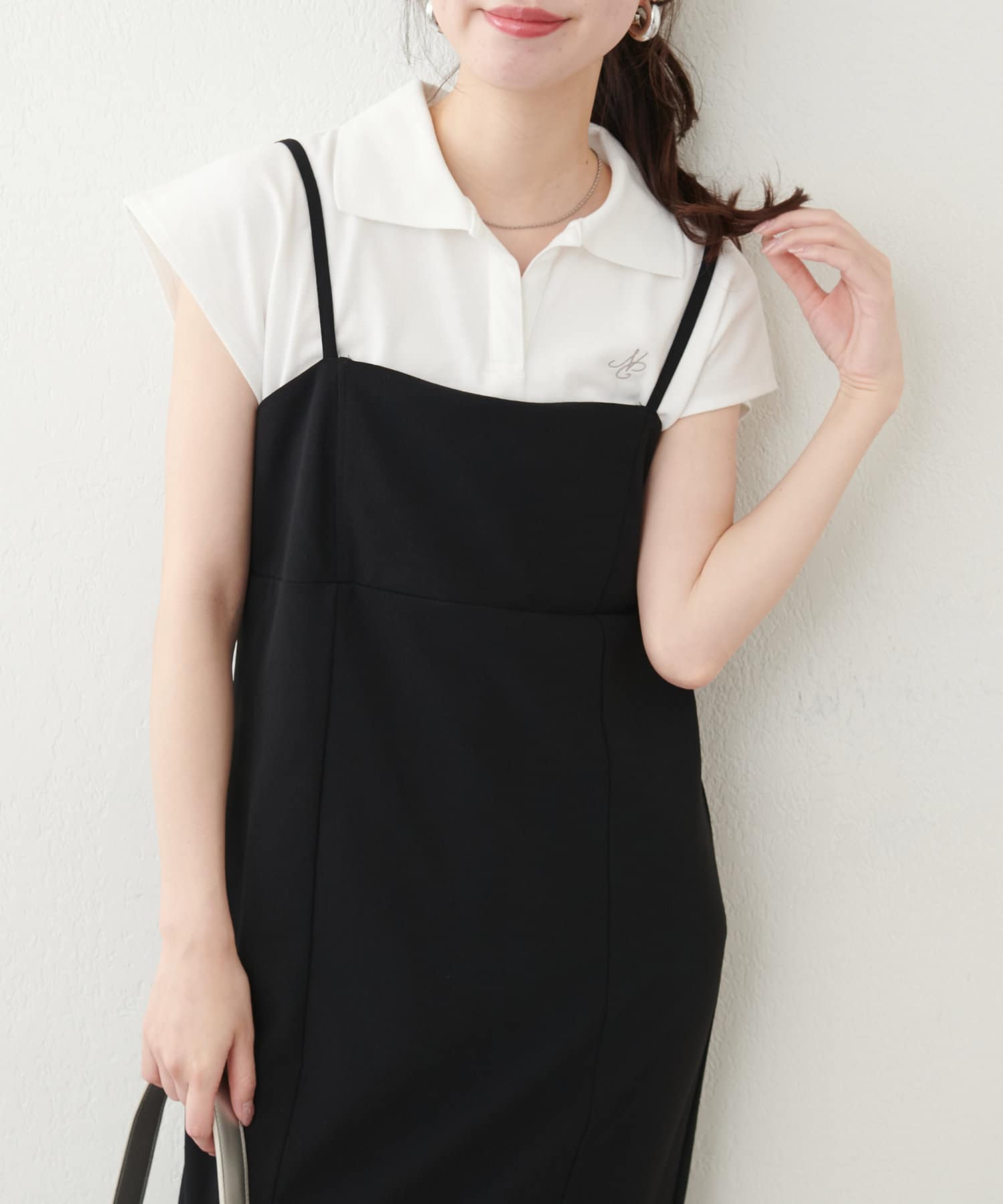 刺繍入りフレンチスリーブポロシャツ | natural couture