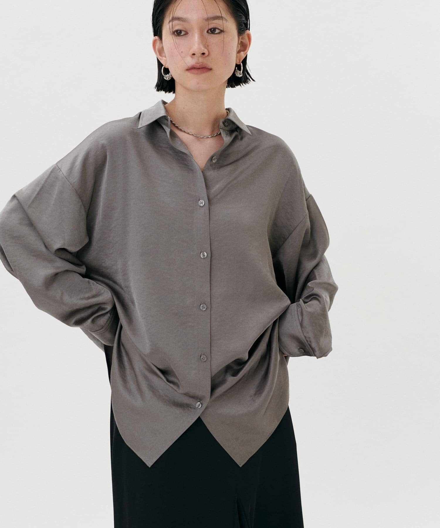 NICE CLAUP / OLIVE des OLIVE OUTLET(ナイスクラップ  / オリーブ デ オリーブ アウトレット) 【LARUTA】とろみドルマンミドルシャツ