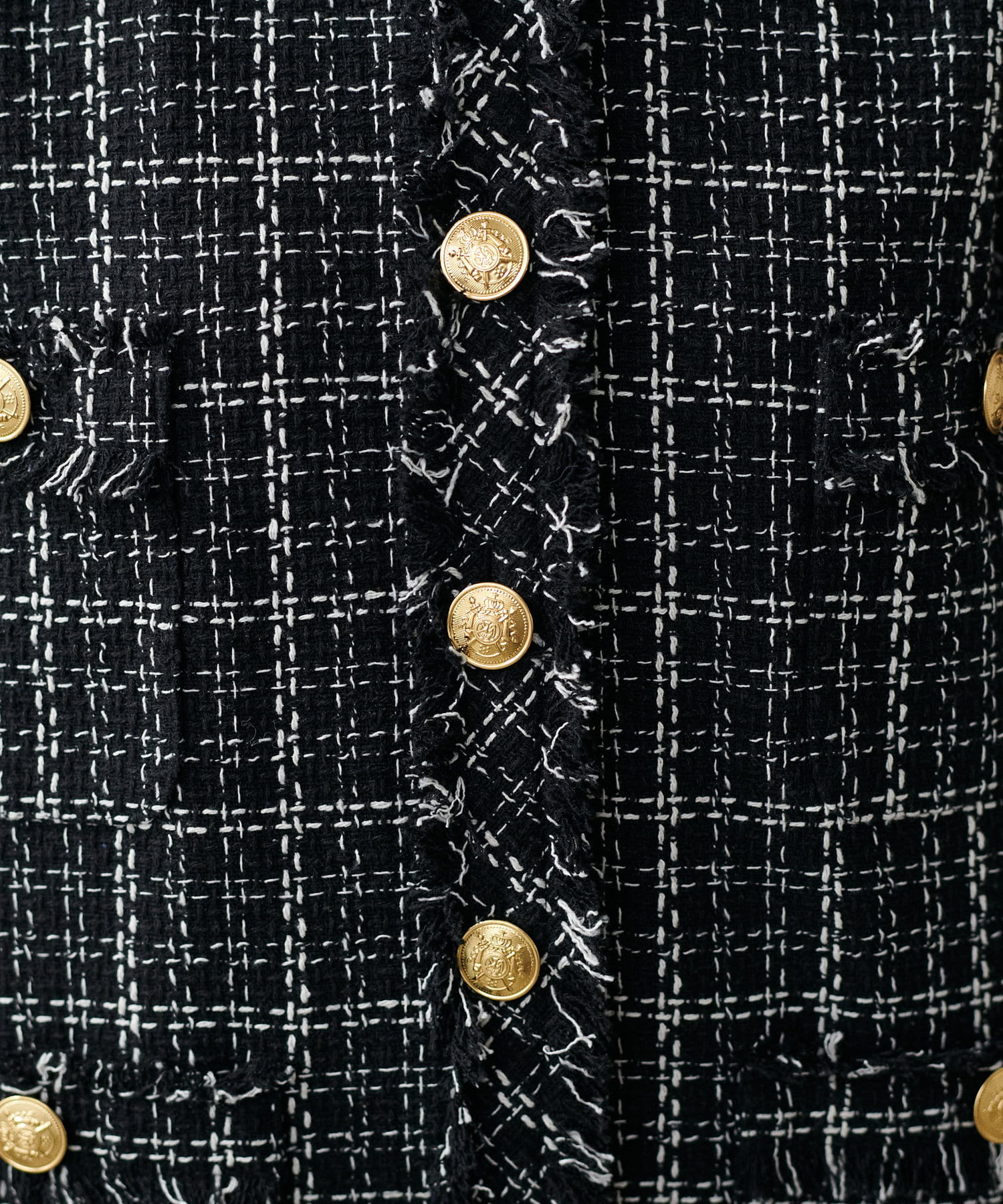 NICE CLAUP / OLIVE des OLIVE OUTLET(ナイスクラップ  / オリーブ デ オリーブ アウトレット) 【LARUTA】ノーカラーフリンジツイードジャケット