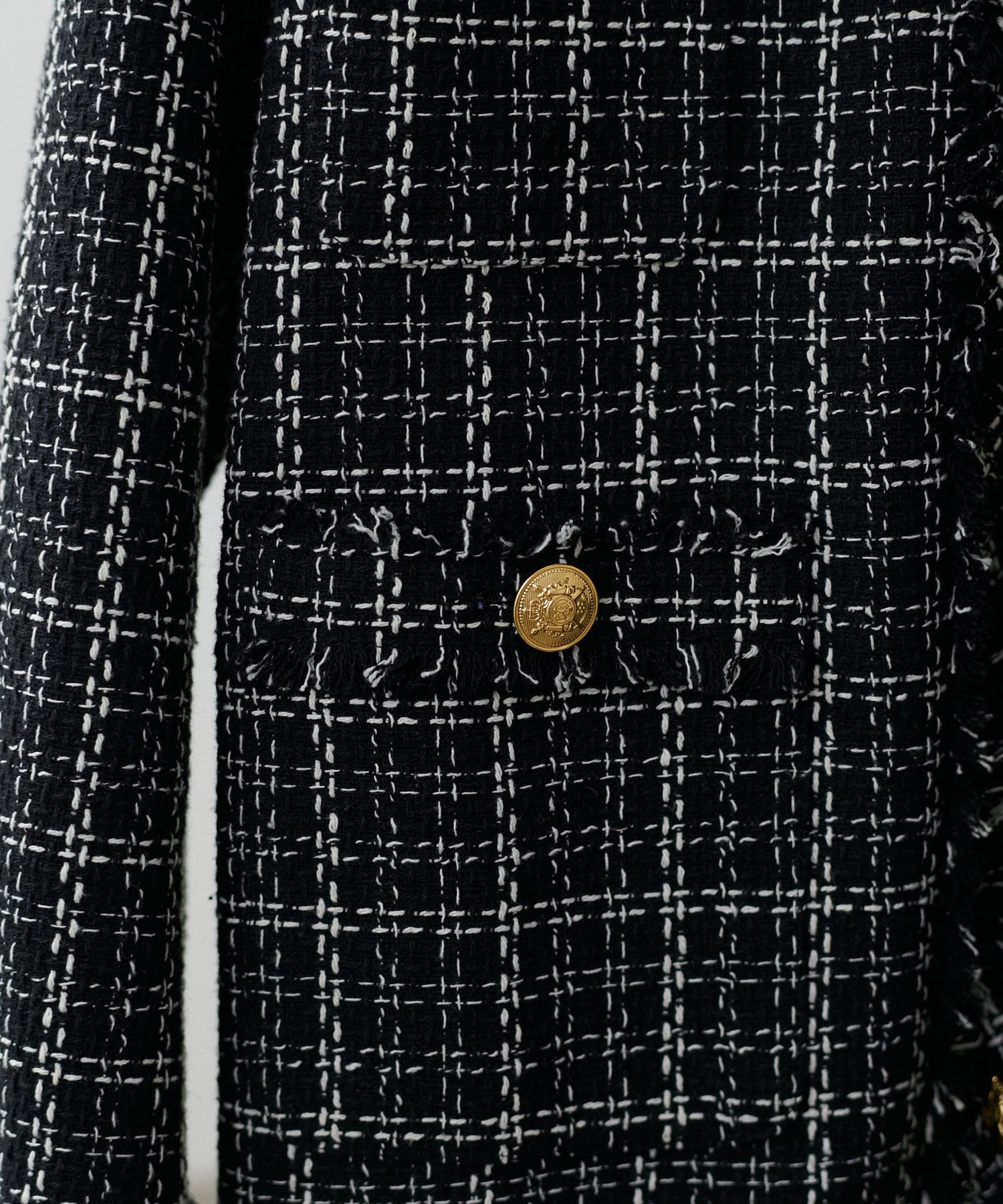 NICE CLAUP / OLIVE des OLIVE OUTLET(ナイスクラップ  / オリーブ デ オリーブ アウトレット) 【LARUTA】ノーカラーフリンジツイードジャケット