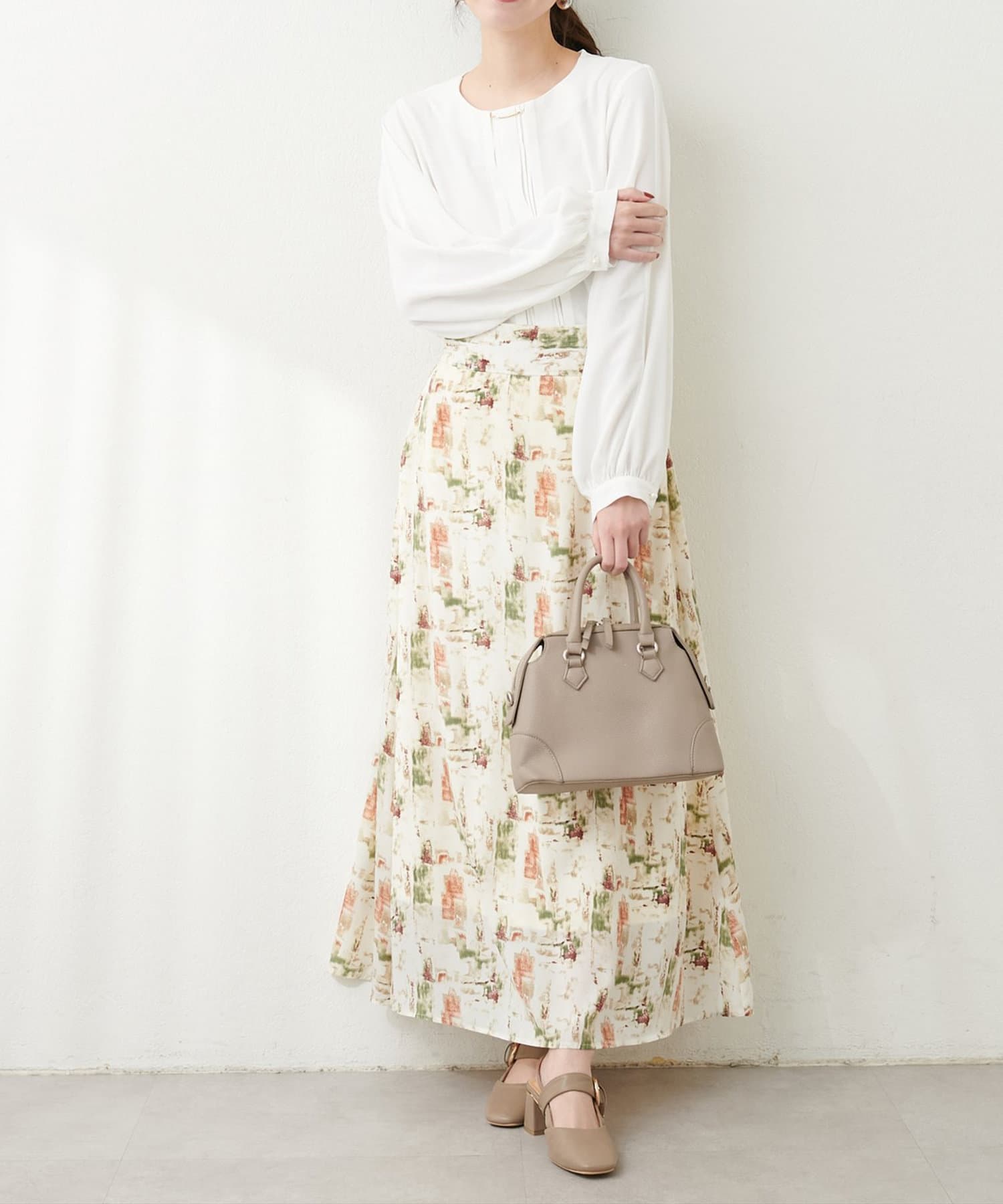 NICE CLAUP / OLIVE des OLIVE OUTLET(ナイスクラップ  / オリーブ デ オリーブ アウトレット) 【natural couture】アソートアート柄フレアスカート