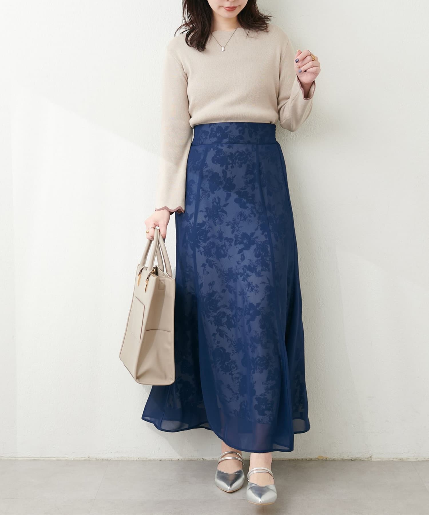 NICE CLAUP / OLIVE des OLIVE OUTLET(ナイスクラップ  / オリーブ デ オリーブ アウトレット) 【natural couture】＜ｏｓｏｎｏ＞長さ変えれるシアー重ねスカ