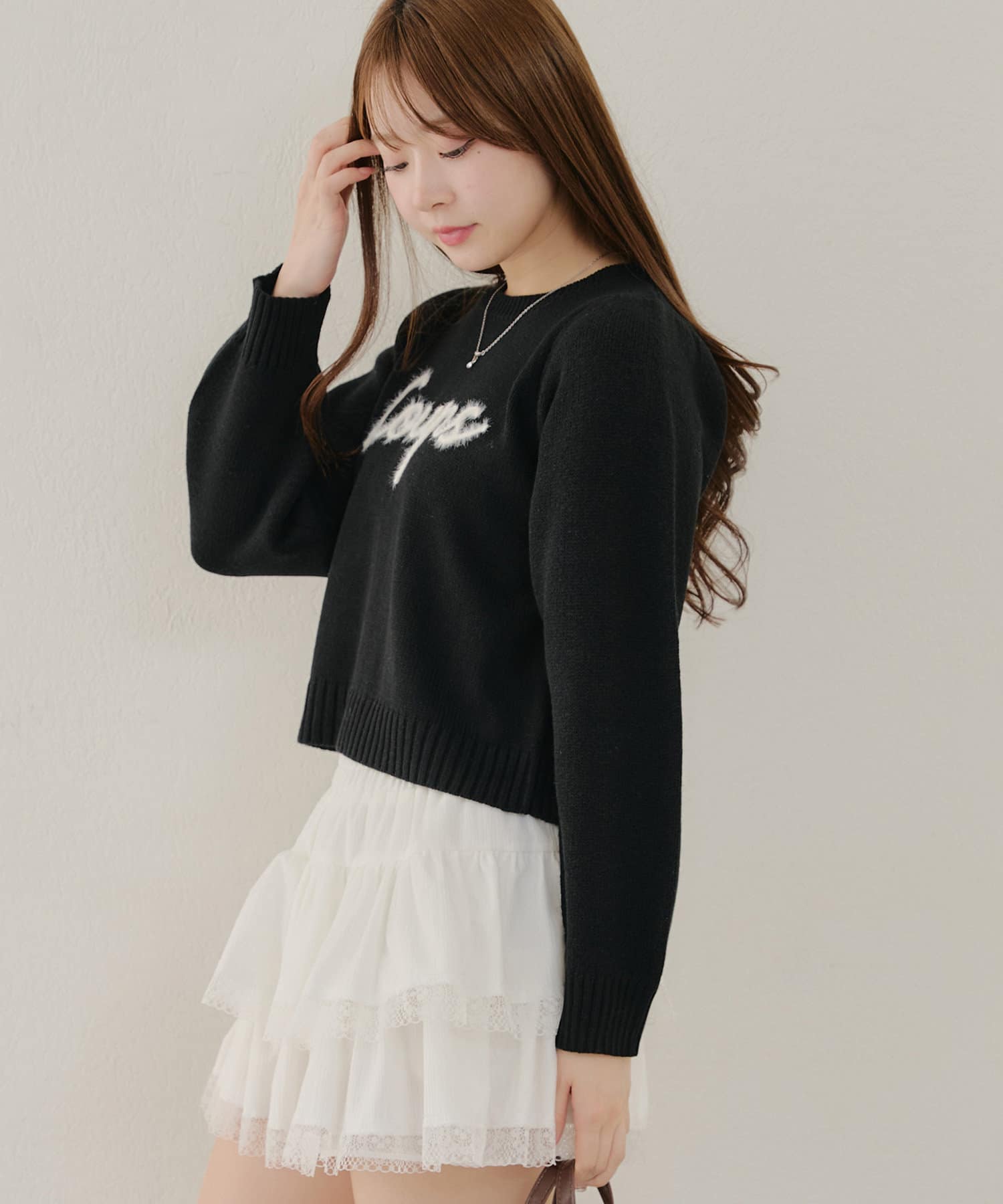 NICE CLAUP / OLIVE des OLIVE OUTLET(ナイスクラップ  / オリーブ デ オリーブ アウトレット) 【RMAF】シャギーロゴ＆ネコニット