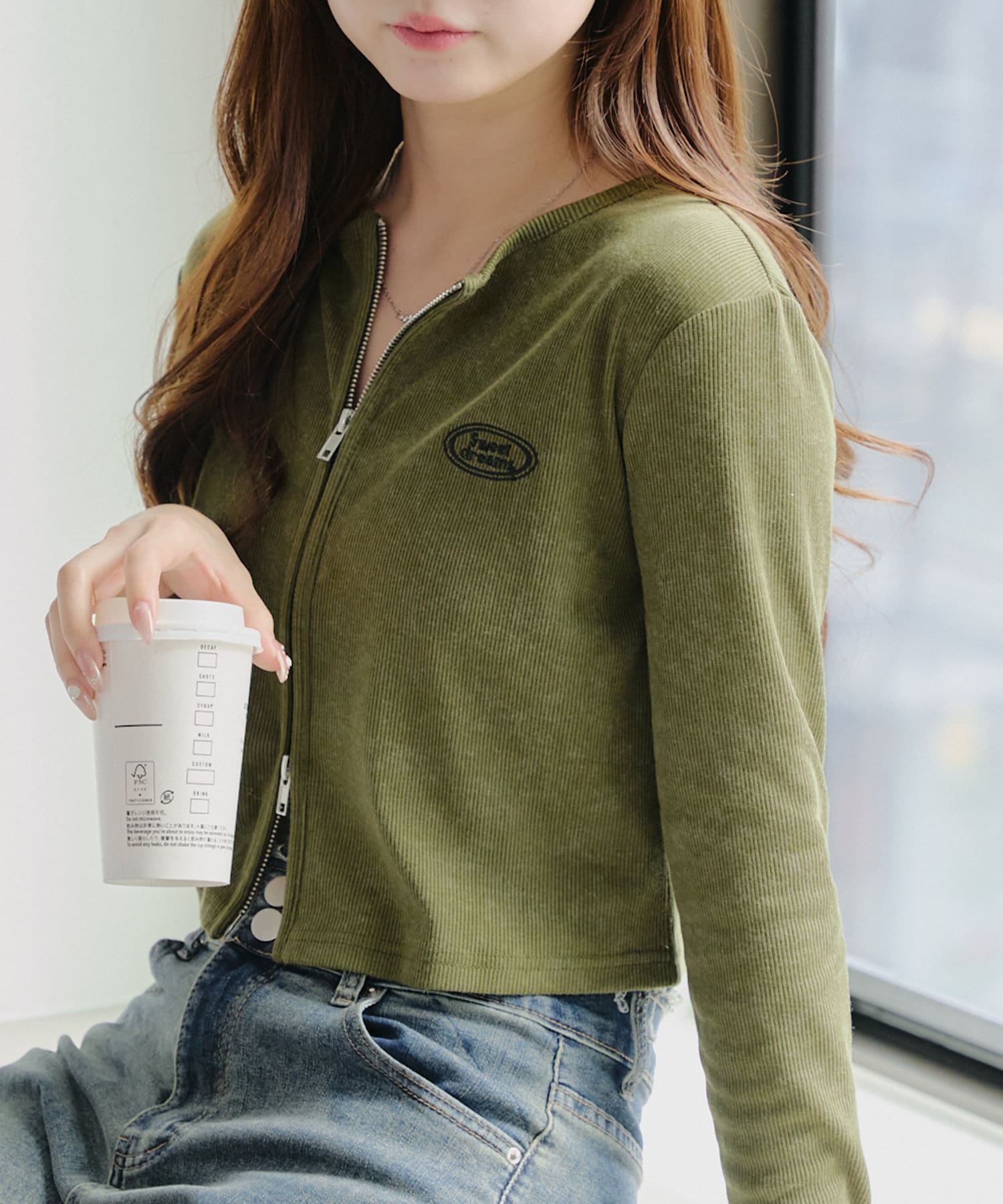 NICE CLAUP / OLIVE des OLIVE OUTLET(ナイスクラップ  / オリーブ デ オリーブ アウトレット) 【WEB限定】ピグメント風WZIPテレコ