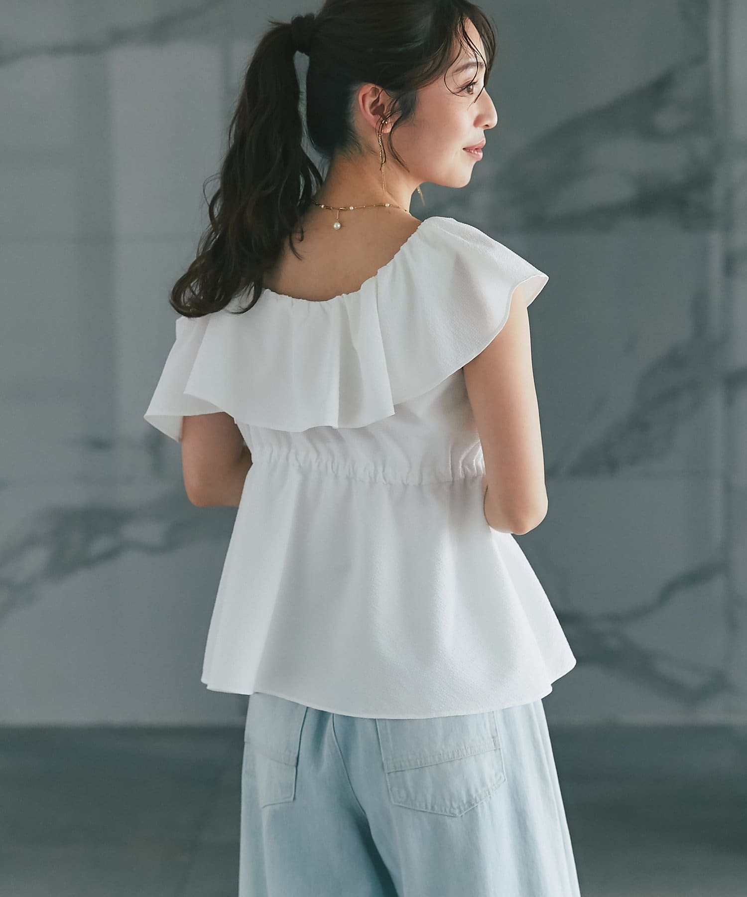 最強モテブラウス】アシメラッフルキャミブラウス | La boutique