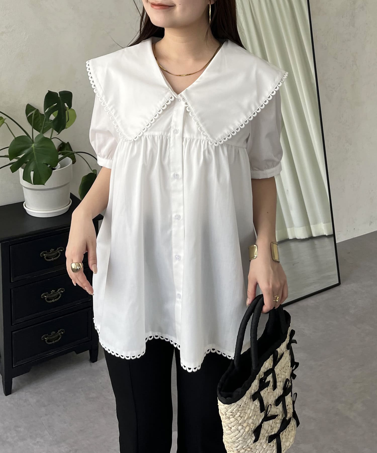 prose verse(プロズヴェール) ビッグレースカラーAラインブラウス