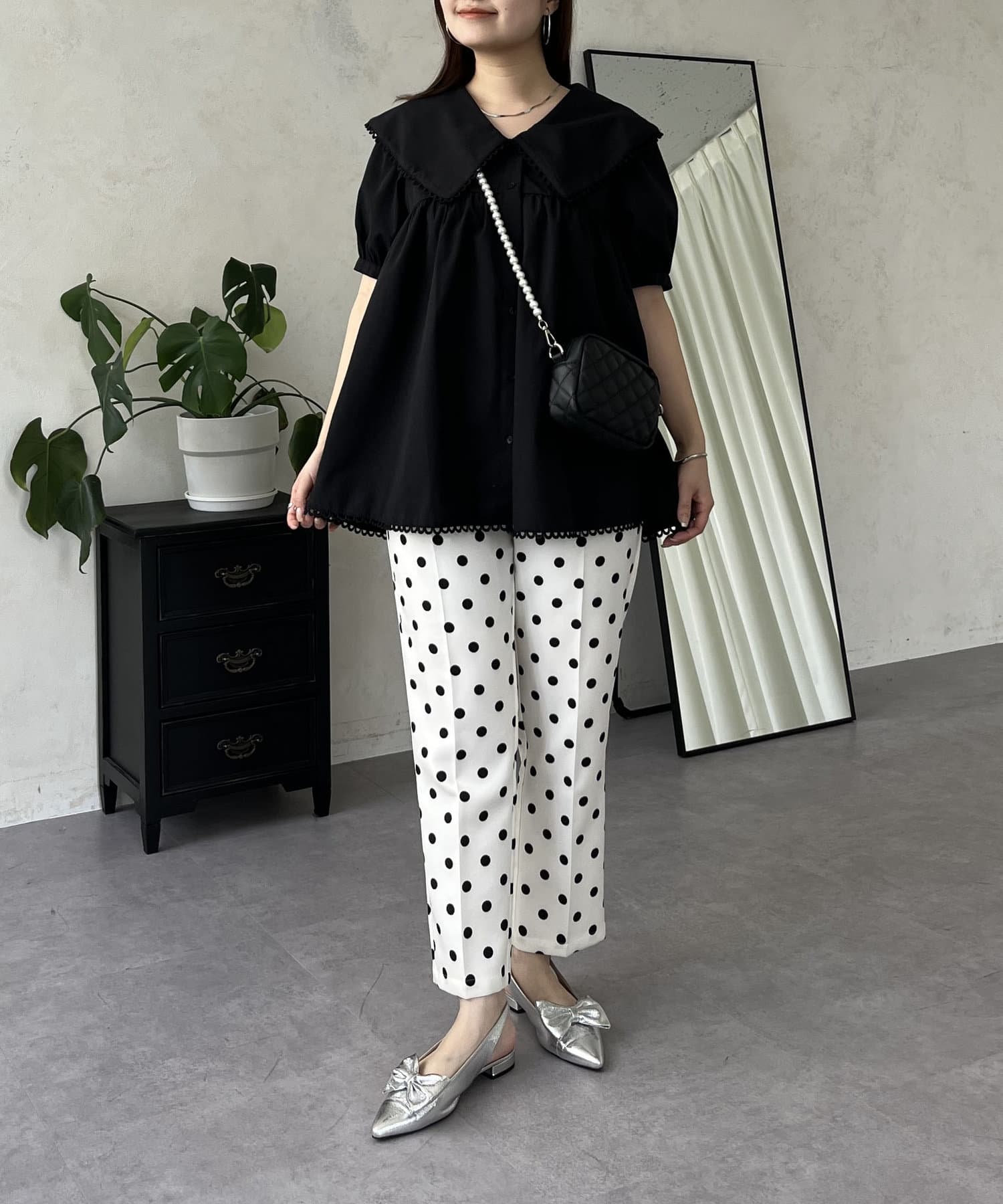 prose verse(プロズヴェール) ビッグレースカラーAラインブラウス