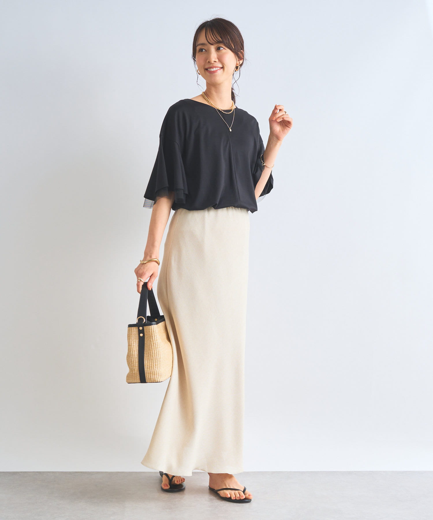 un dix cors(アンディコール) 《大人可愛いムード◎》接触冷感スムースポンチカットソー