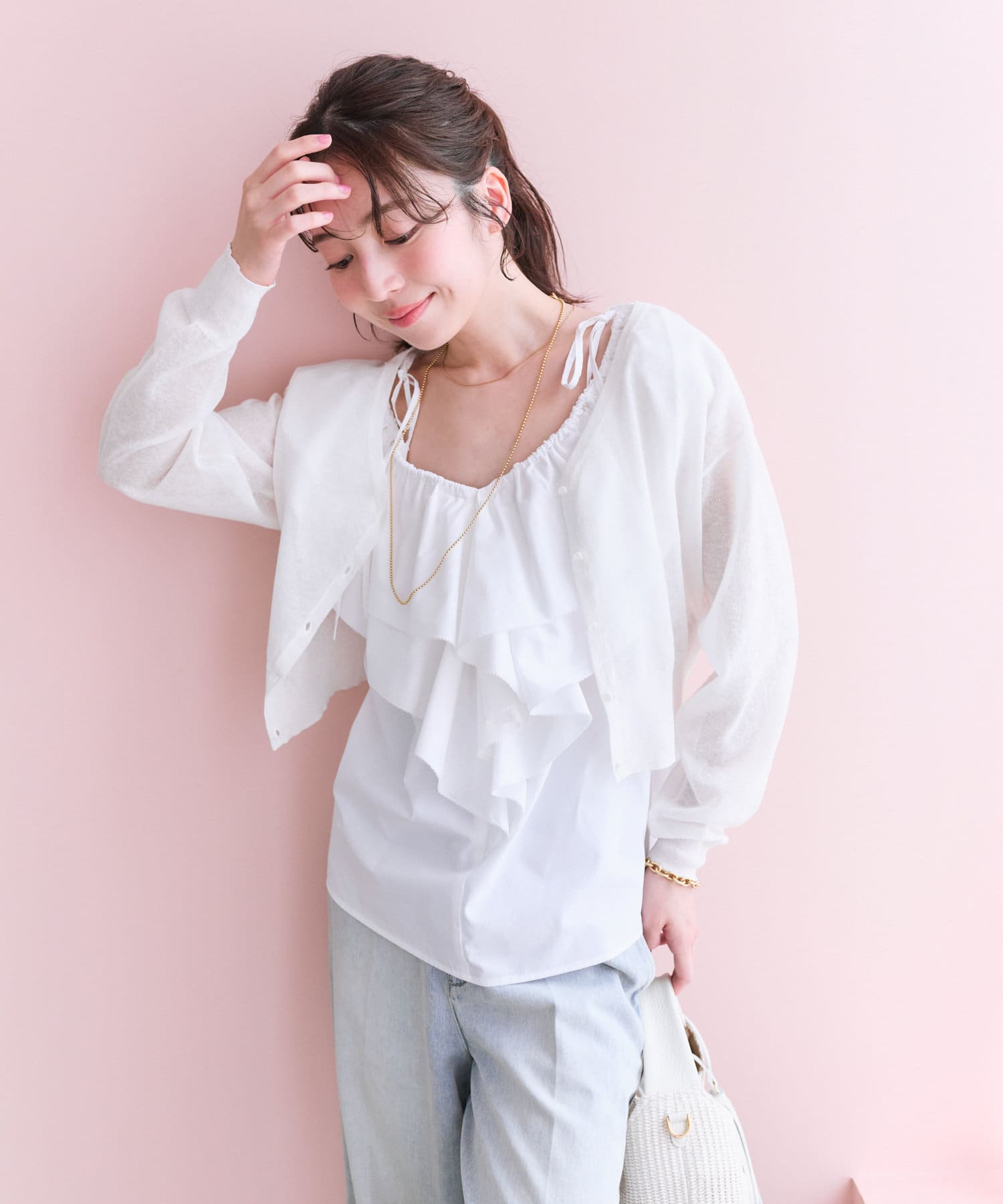 着回し力抜群】リネン混クロップドカーディガン | La boutique