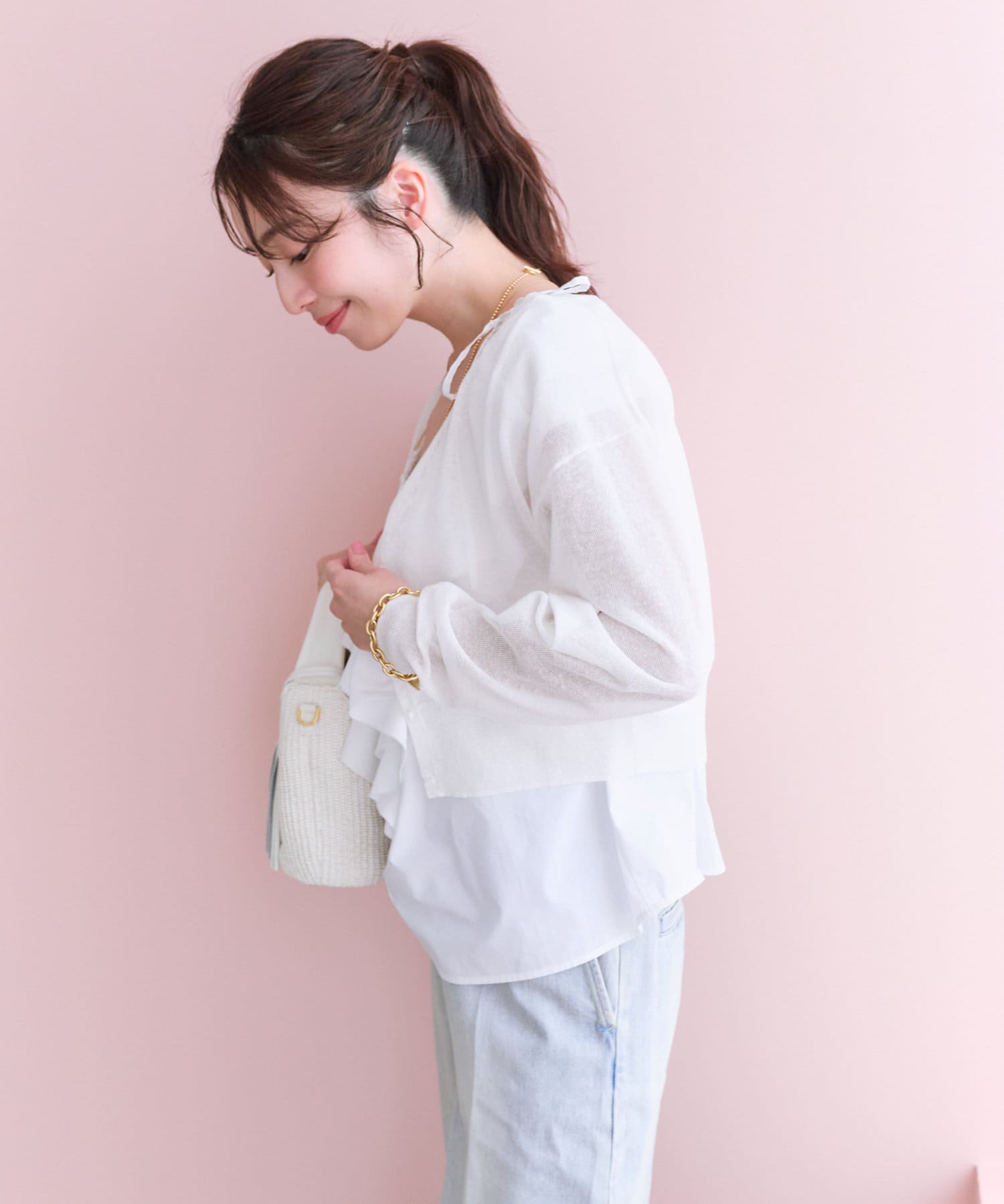 【新品タグ付】La boutique BonBonシアークロップドカーディガン シアークロップドカーディガン | La boutique BonBon(ラブ