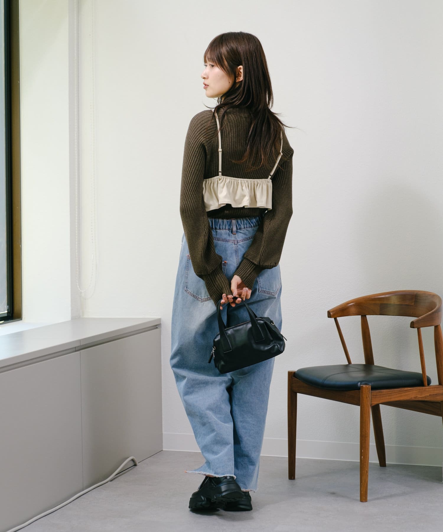 OUTLET(アウトレット) 【Kastane】レースハイネックリブニット