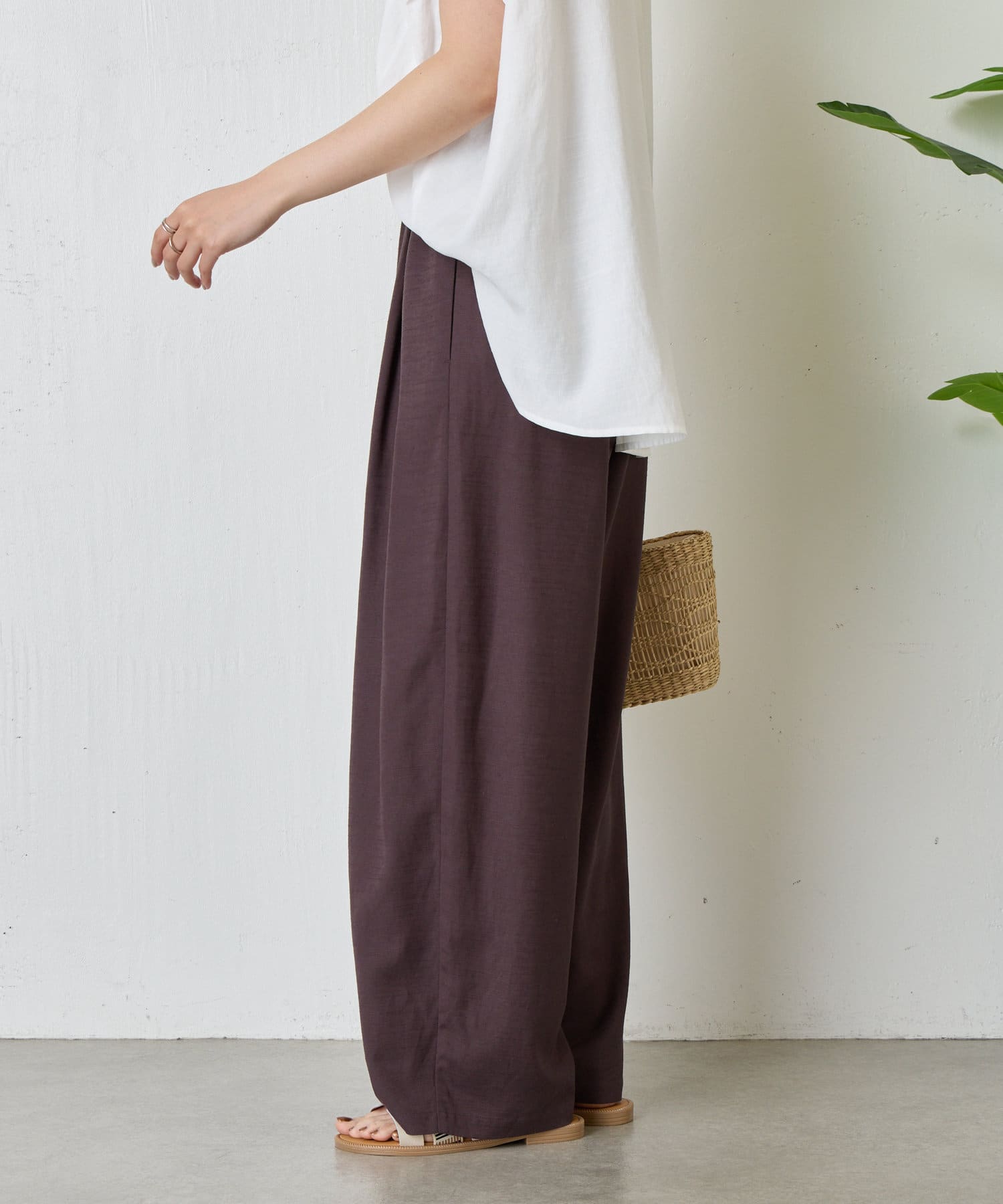Jena　espace merveilleux(ジェナ　エスパスメルヴェイユ) リネンカーブパンツ