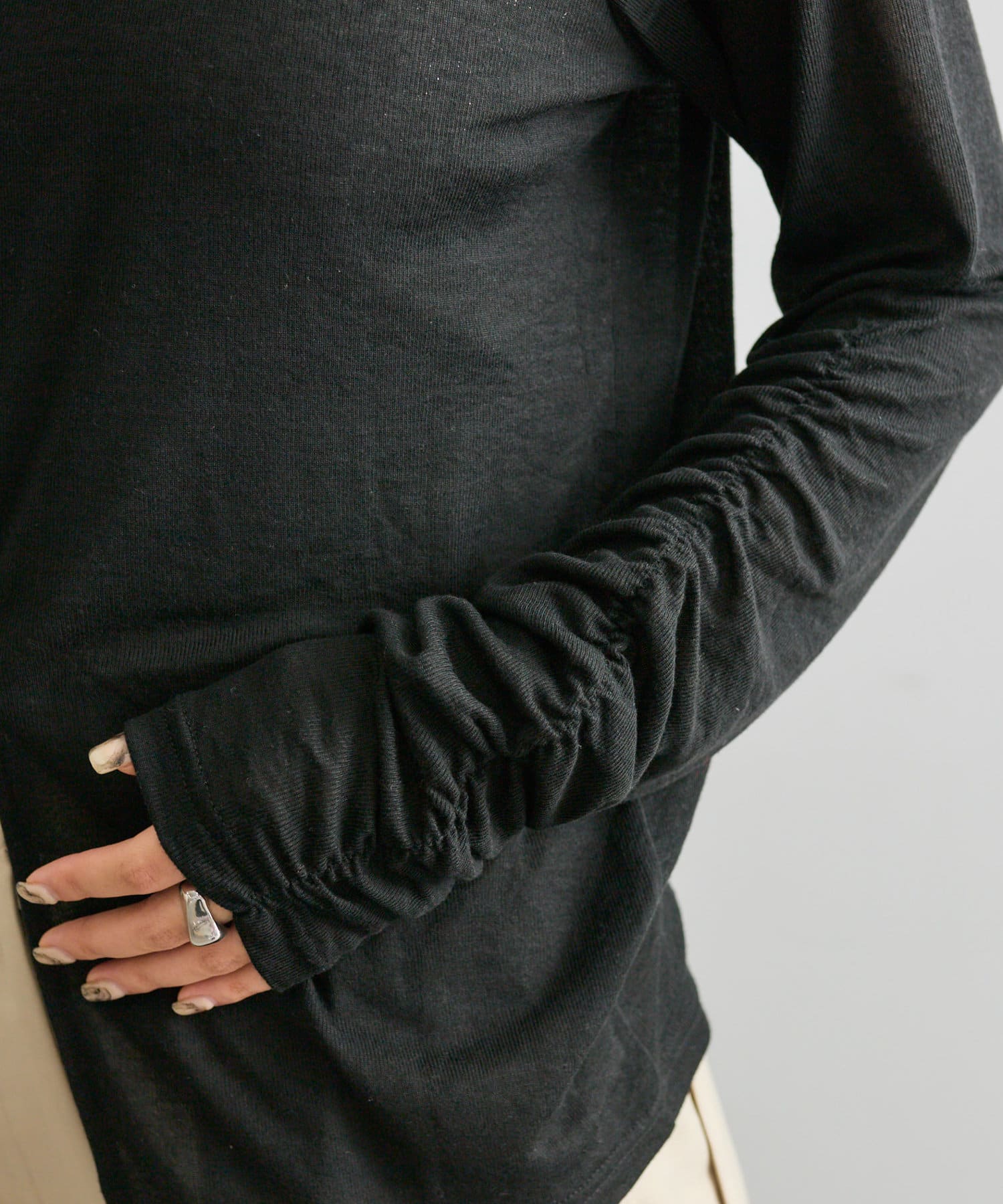 OUTLET(アウトレット) 【mystic】袖ギャザーシアーカットソー