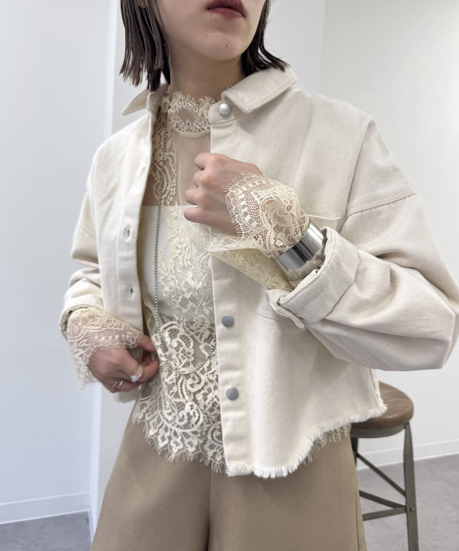 OUTLET(アウトレット) 【mystic】ハイネックレースブラウス