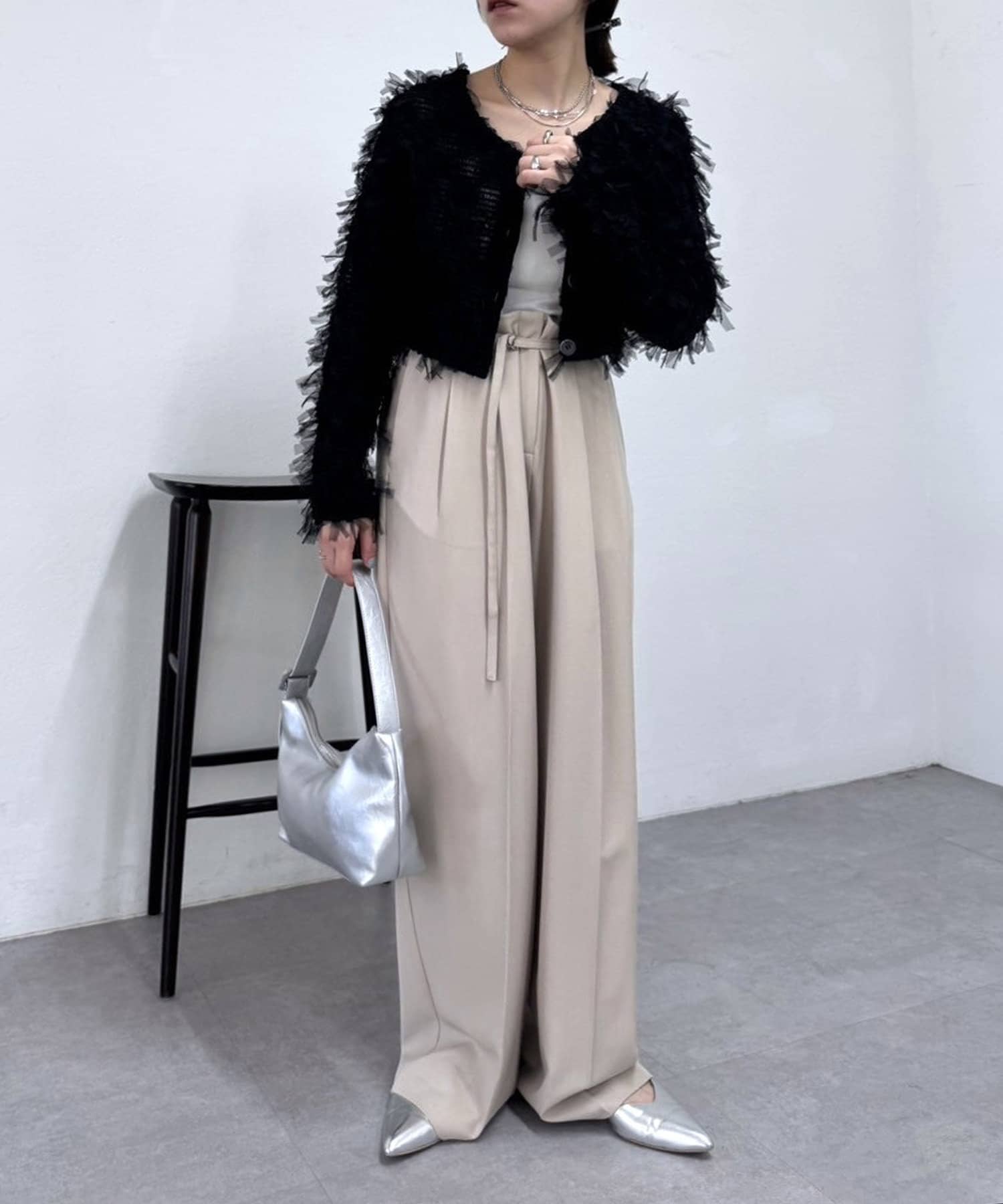 OUTLET(アウトレット) 【mystic】チュールリボンカーディガン