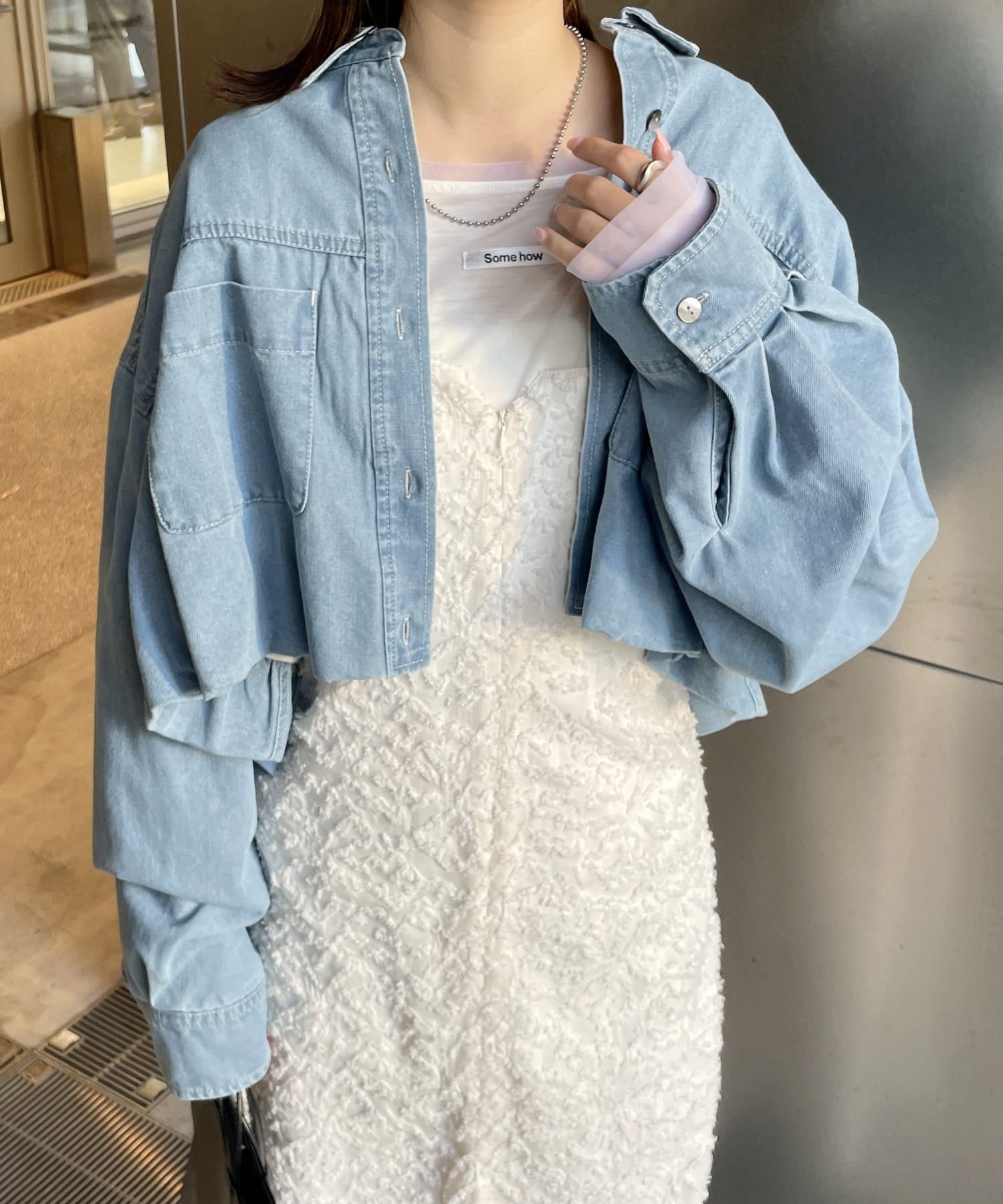 OUTLET(アウトレット) 【mystic】バルーンショートデニムシャツ