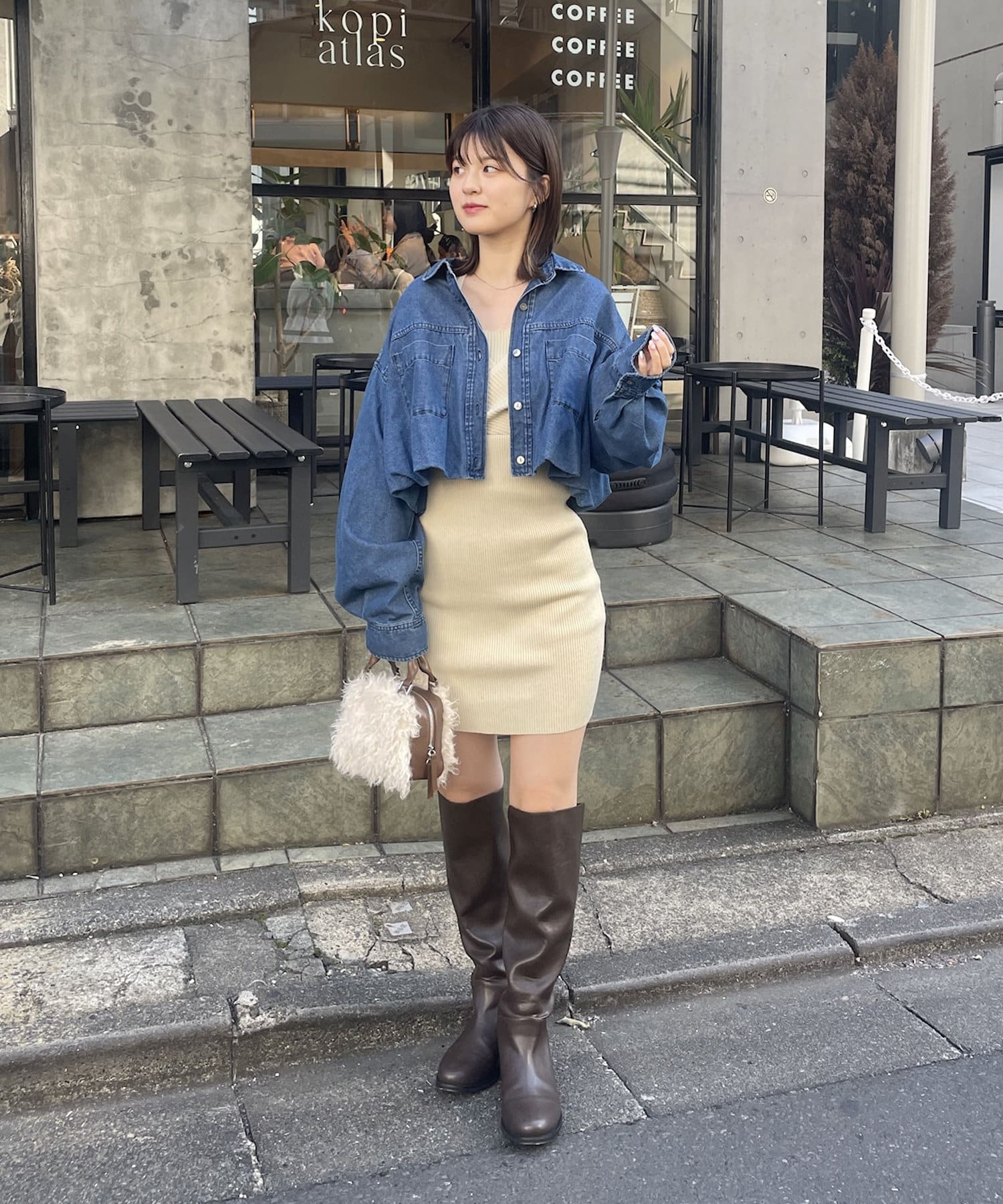 OUTLET(アウトレット) 【mystic】バルーンショートデニムシャツ