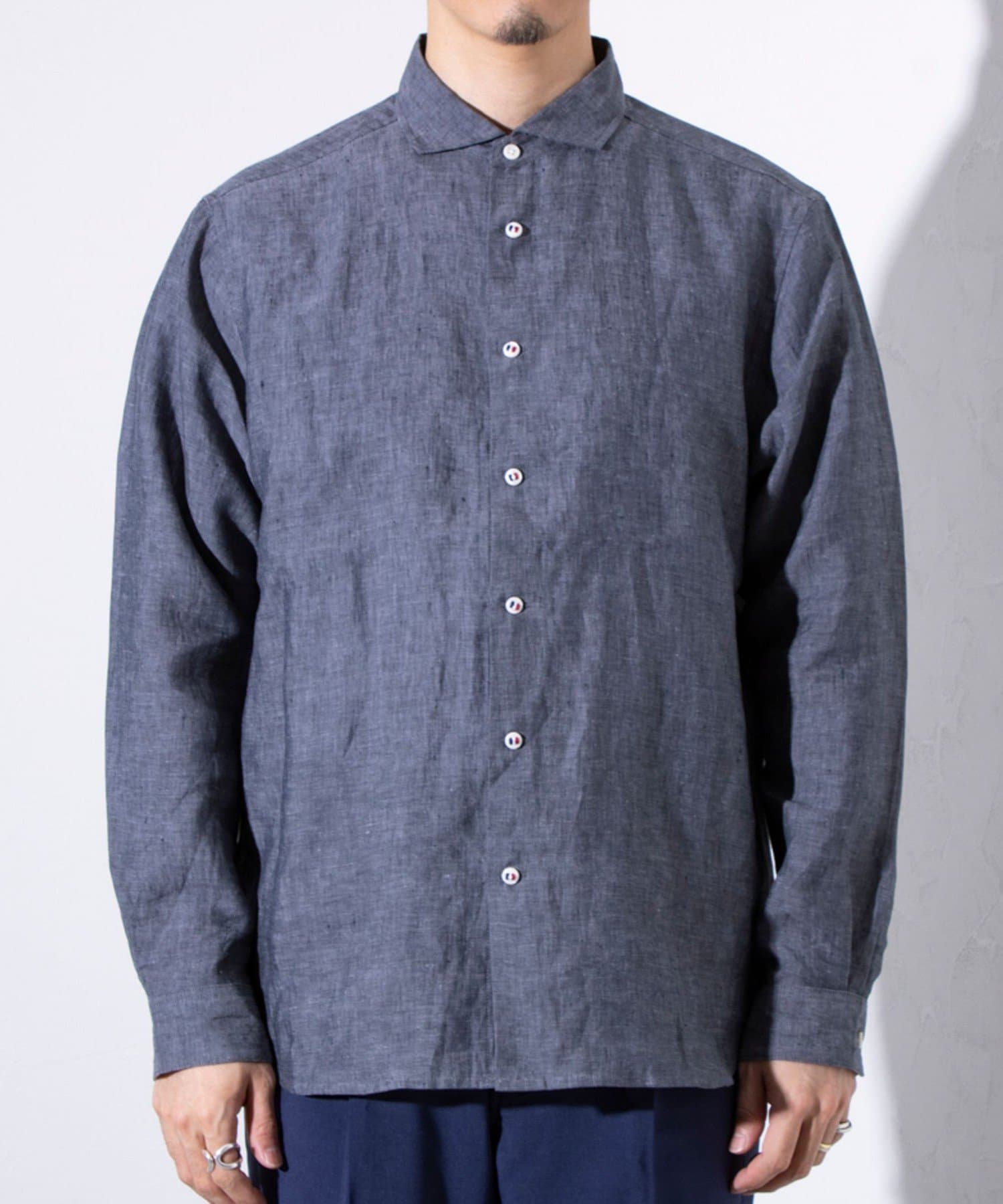 FREDY & GLOSTER(フレディ アンド グロスター) 【GLOSTER/グロスター】リネン100％ パラシュートカッタウェイ長袖シャツ