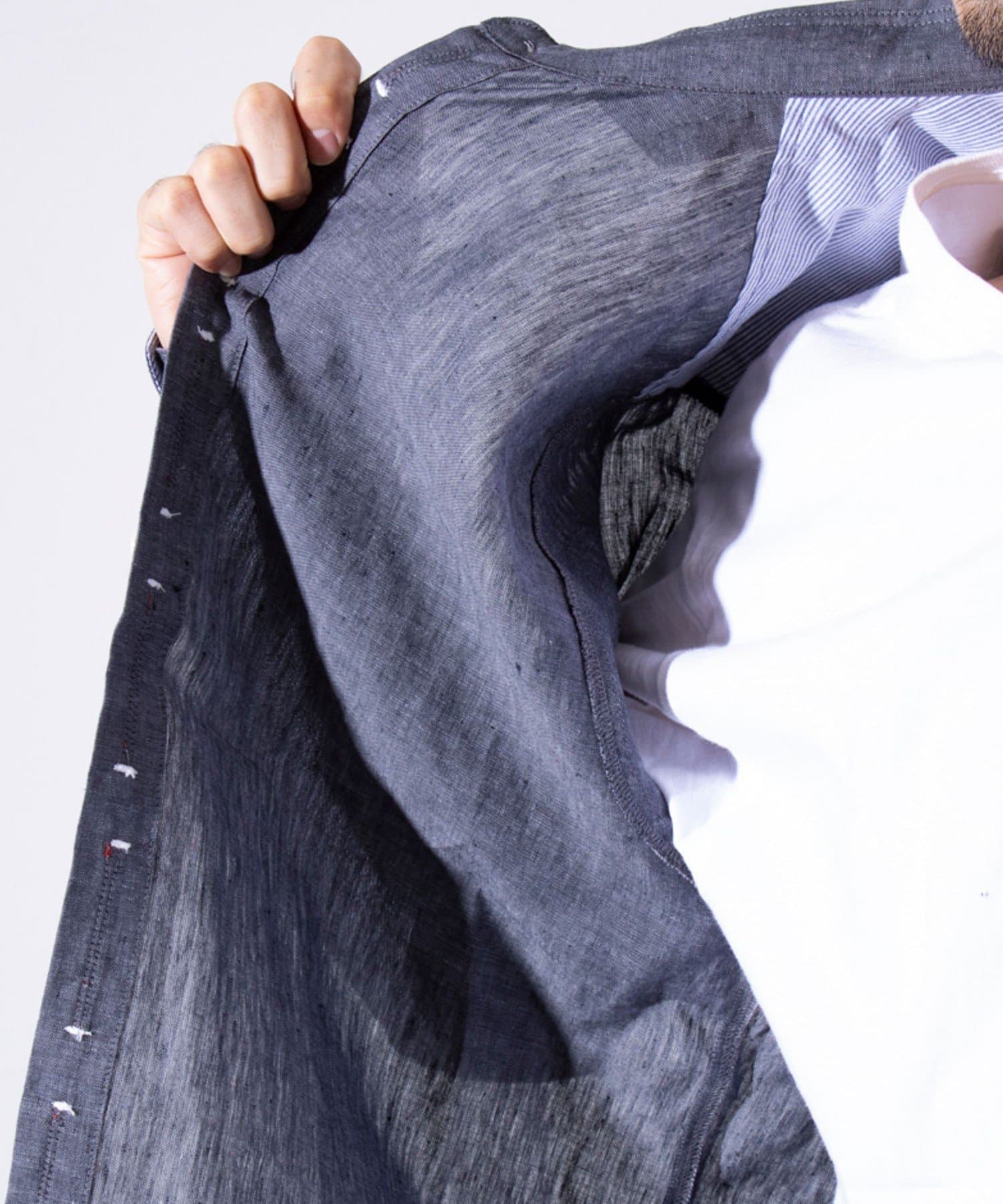 FREDY & GLOSTER(フレディ アンド グロスター) 【GLOSTER/グロスター】リネン100％ パラシュートカッタウェイ長袖シャツ