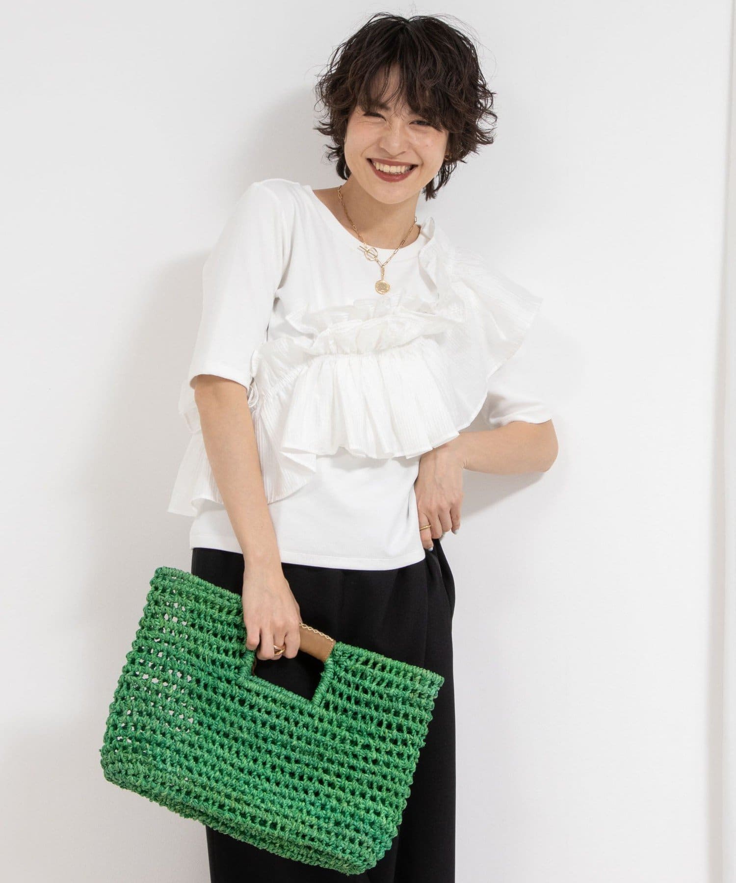 【BAGMATI/ バグマティ】ラフィアかごバッグ　クラッチバッグ　ノーリーズ NOLLEY'S｜【BAGMATI/ バグマティ】ラフィアかごバッグ【PR林