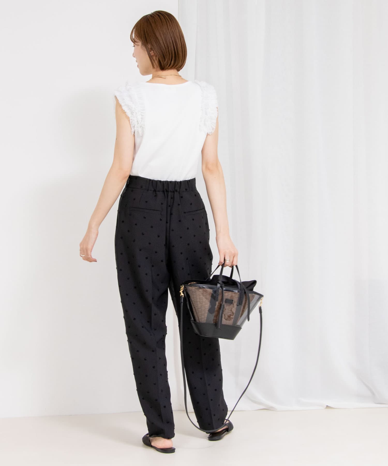 PR阿部☆別注】《手洗い可能》肩フリルノースリーブプルオーバーニット