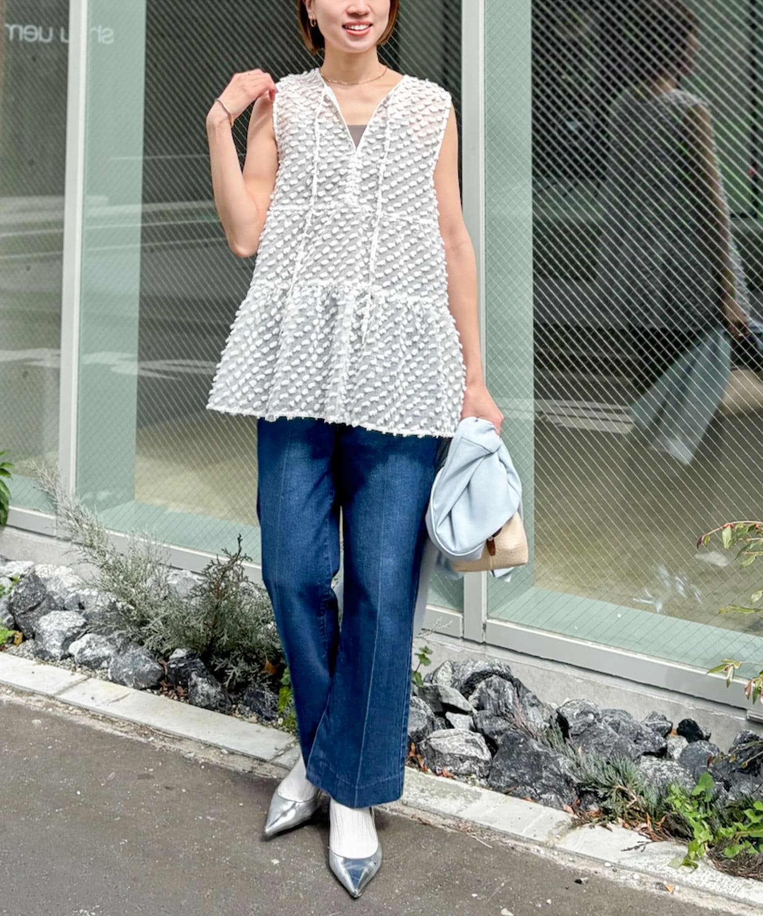 【ノーリーズ】NOLLEY'S　ドットポンポン2WAYノースリーブブラウス新品 NOLLEY'S Sophi ブラウス シャツ 「PR阿部別注」ドットポンポン