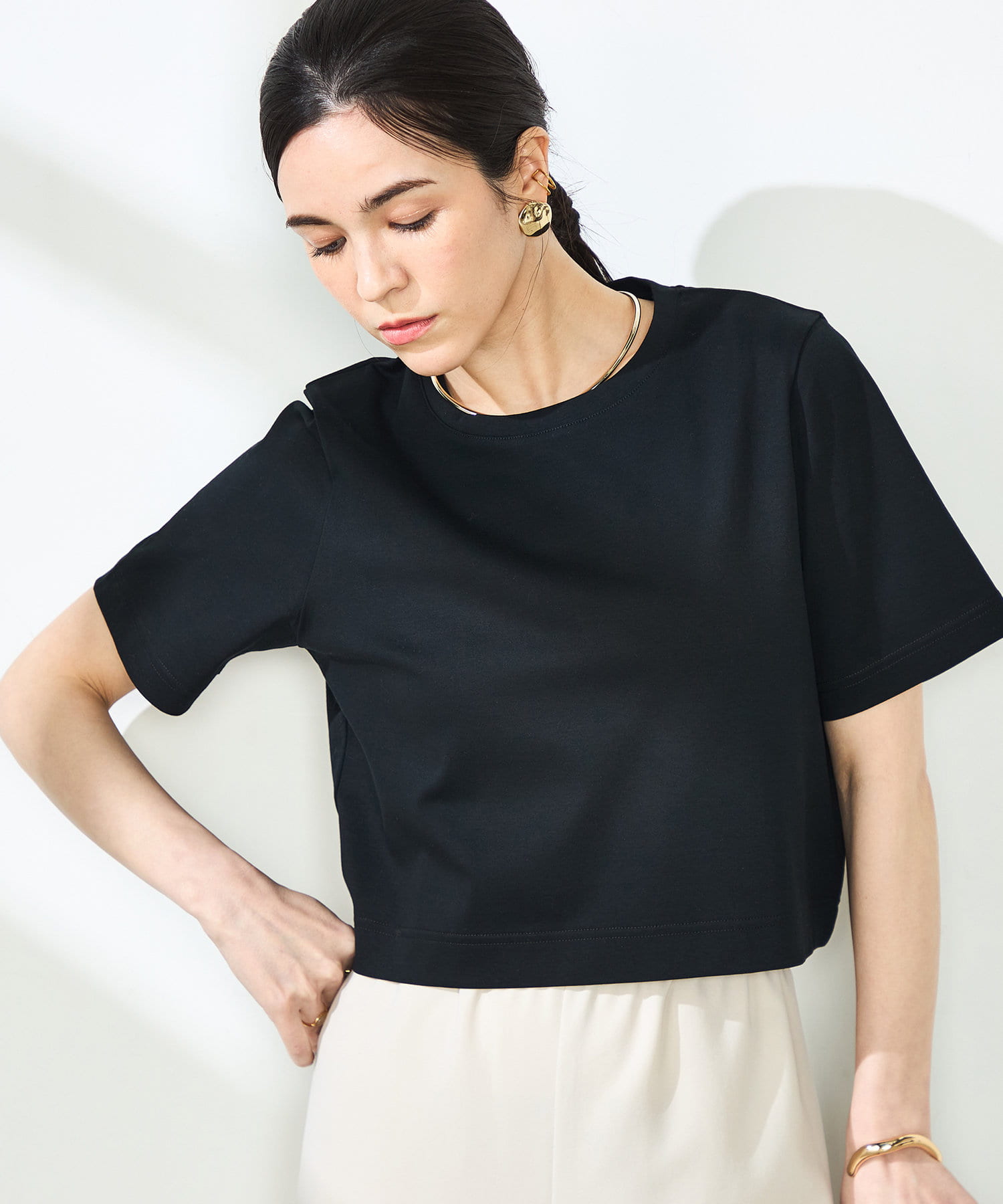 NOLLEY'S(ノーリーズ) W&W ショート丈Tシャツ
