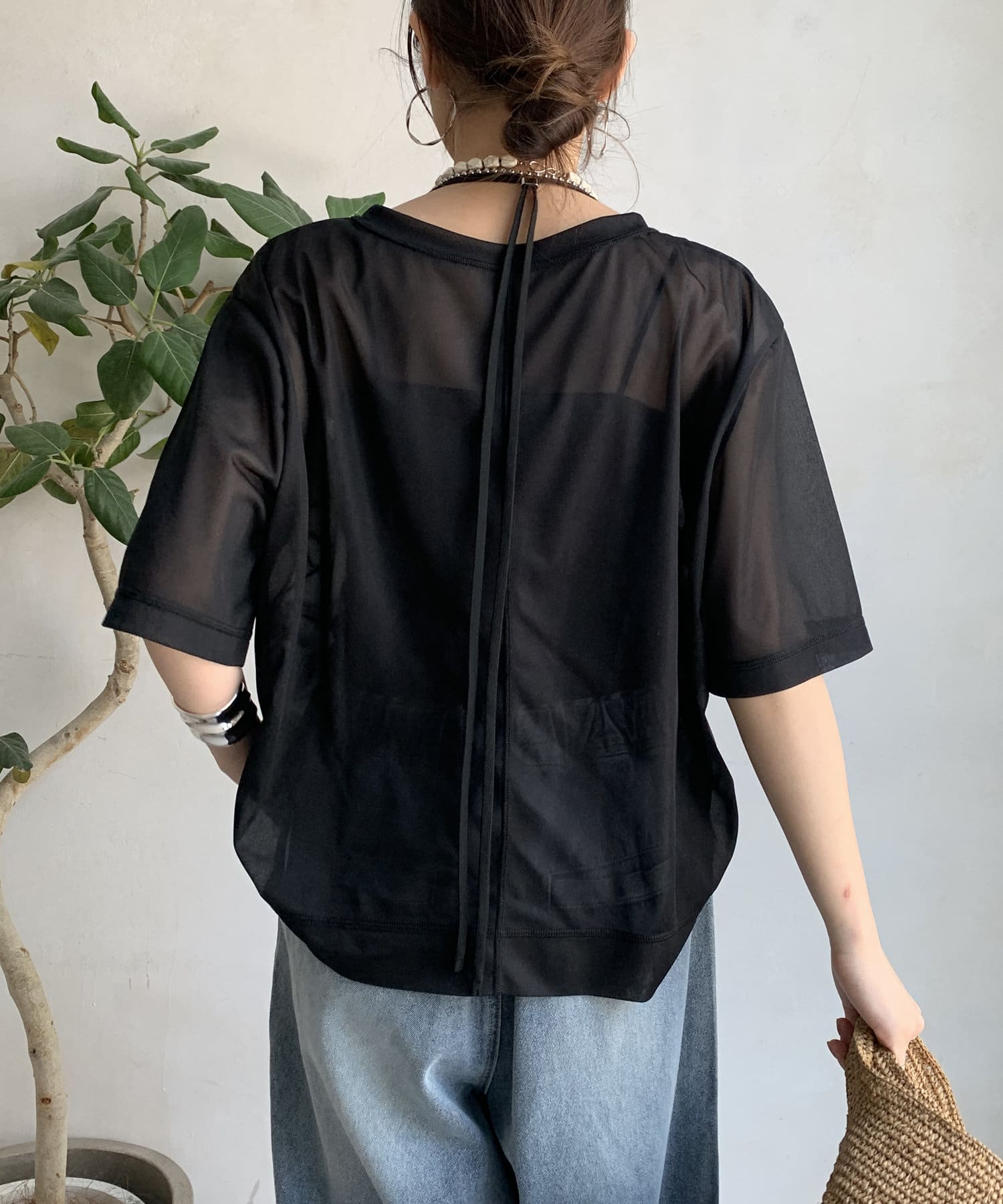 DOUDOU(ドゥドゥ) トリコットオーガンジーTEE