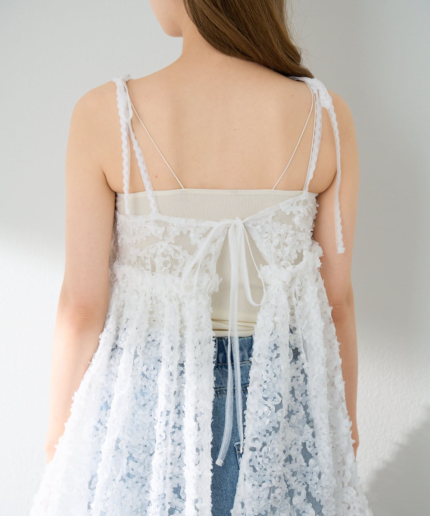 Kastane(カスタネ) 【前後2WAY】ウェーブ刺繍チュールチュニック