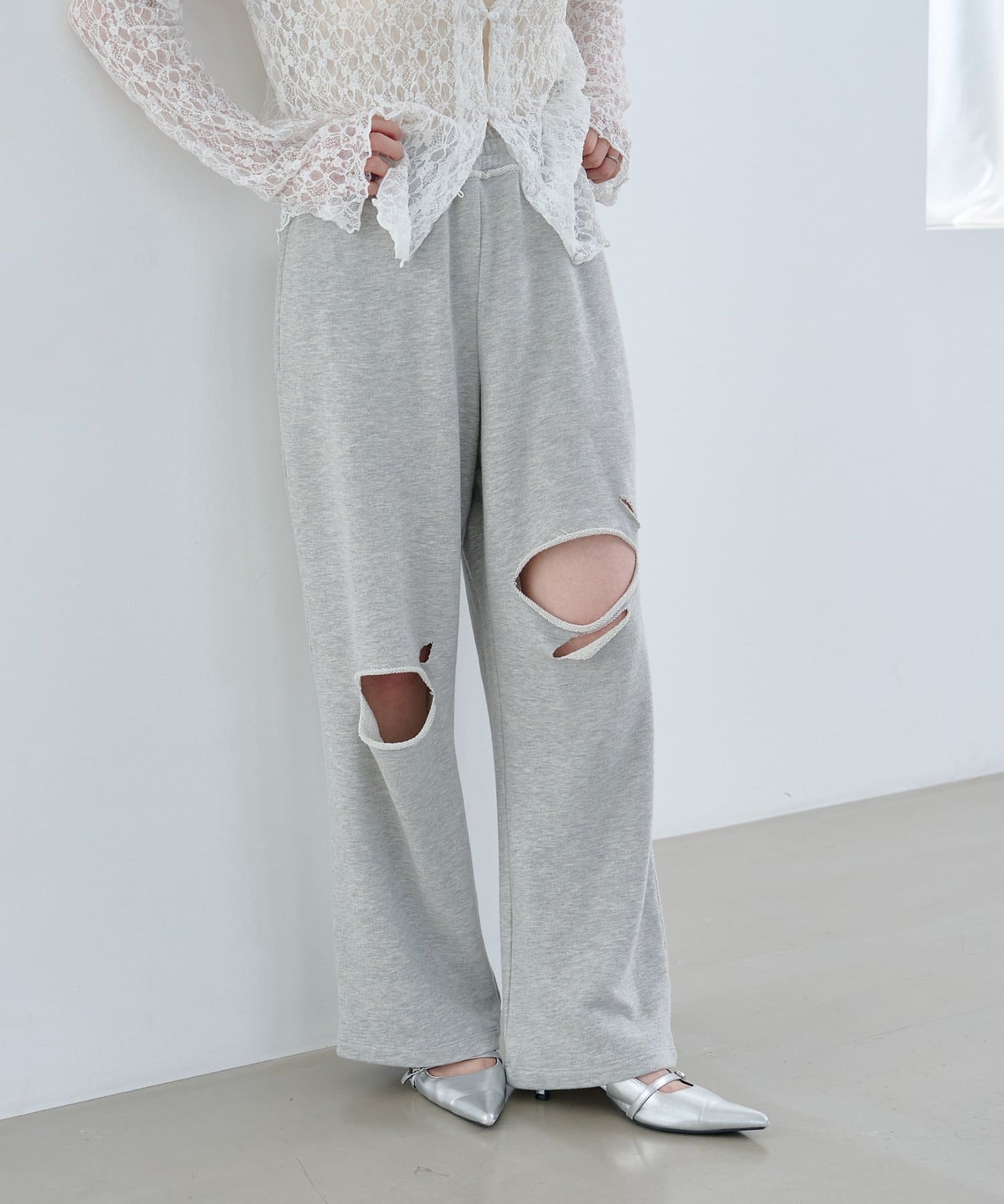 低身長サイズ/2サイズ展開/WEB限定】ダメージスウェットパンツ