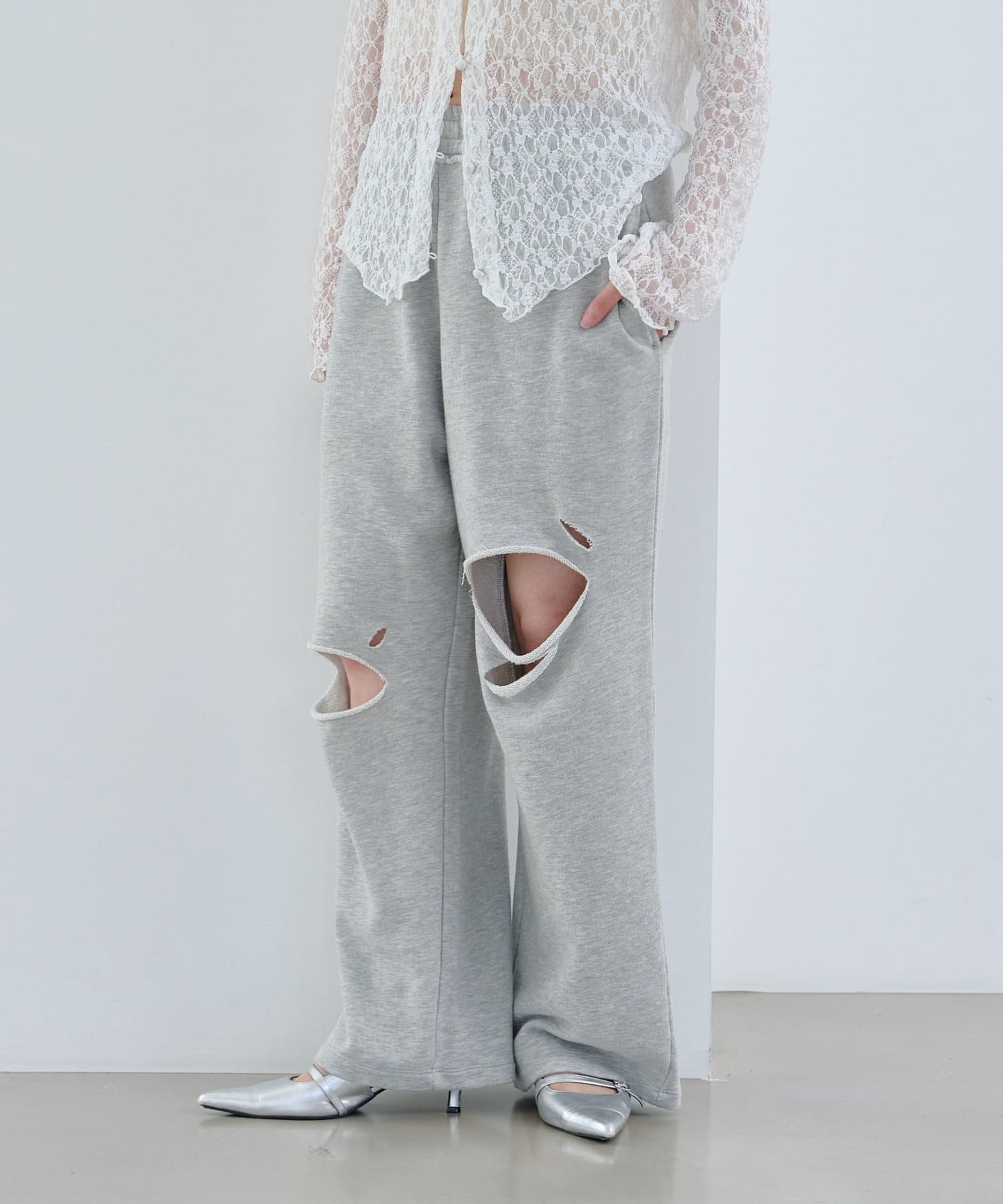 低身長サイズ/2サイズ展開/WEB限定】ダメージスウェットパンツ