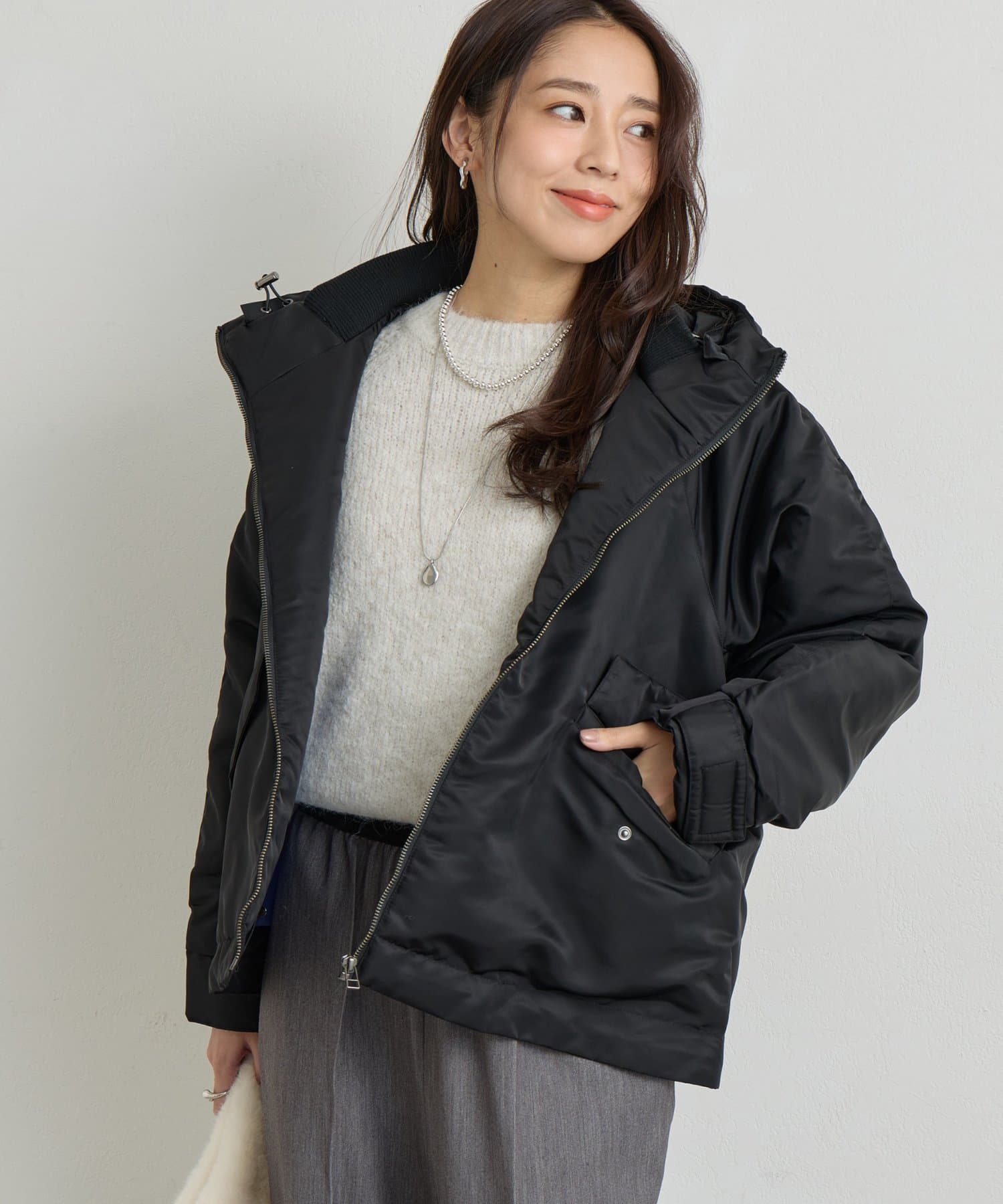 un dix cors(アンディコール) 《大人カジュアルに》ナイロン中綿フードMA-1ジャケット