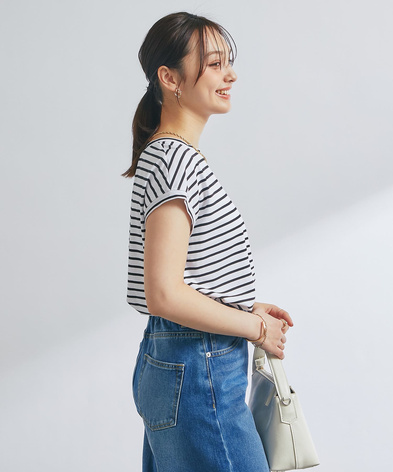 aLORS paris ボーダーカットソー　ネイビー×アイボリー アローパリ aLORS paris ボーダーカットソー ネイビー×アイボリー アローパリ