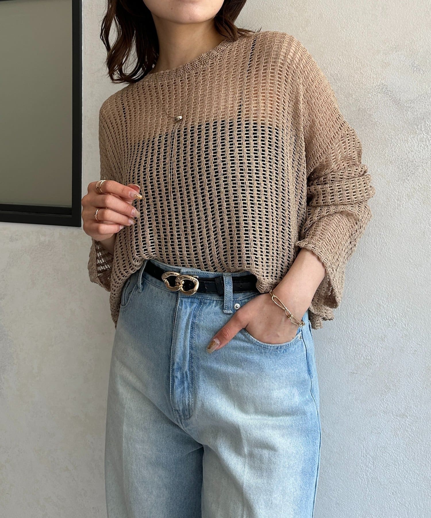 Thevon.(ゼヴォン) ショート丈メッシュニット