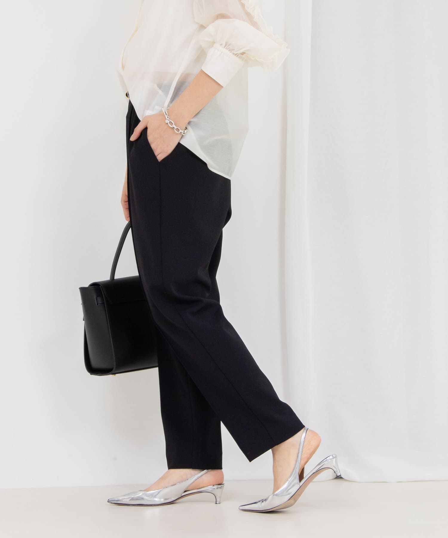 NOLLEY'S(ノーリーズ) 《セットアップ対応》ウォッシャブルニットジョーゼット/ピンヘッドイージースリムパ