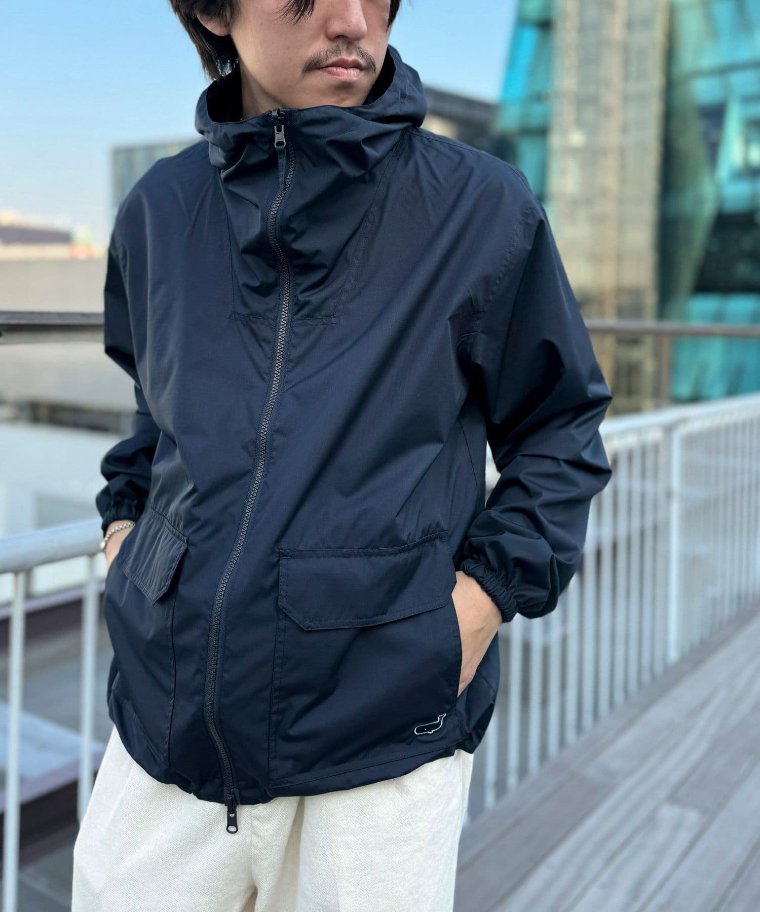 TAION/タイオン】別注クジラ刺繍 リバーシブルダブルジップパーカー