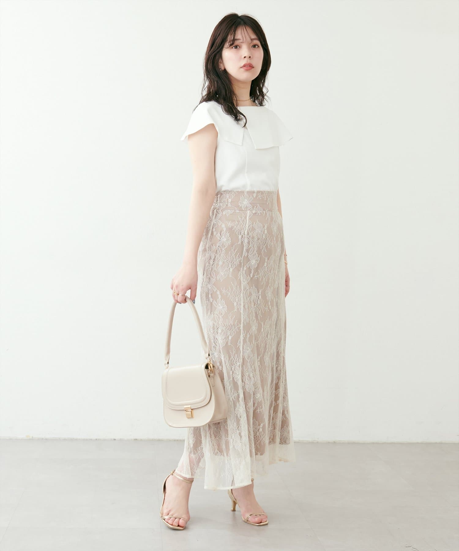 【2025SS natural couture】待望のリバイバルアイテム！大人気osonoレーススカートが再登場！■Design　前回大変好評でした上品レースのosonoスカートが再登場！今回は裾丈の
