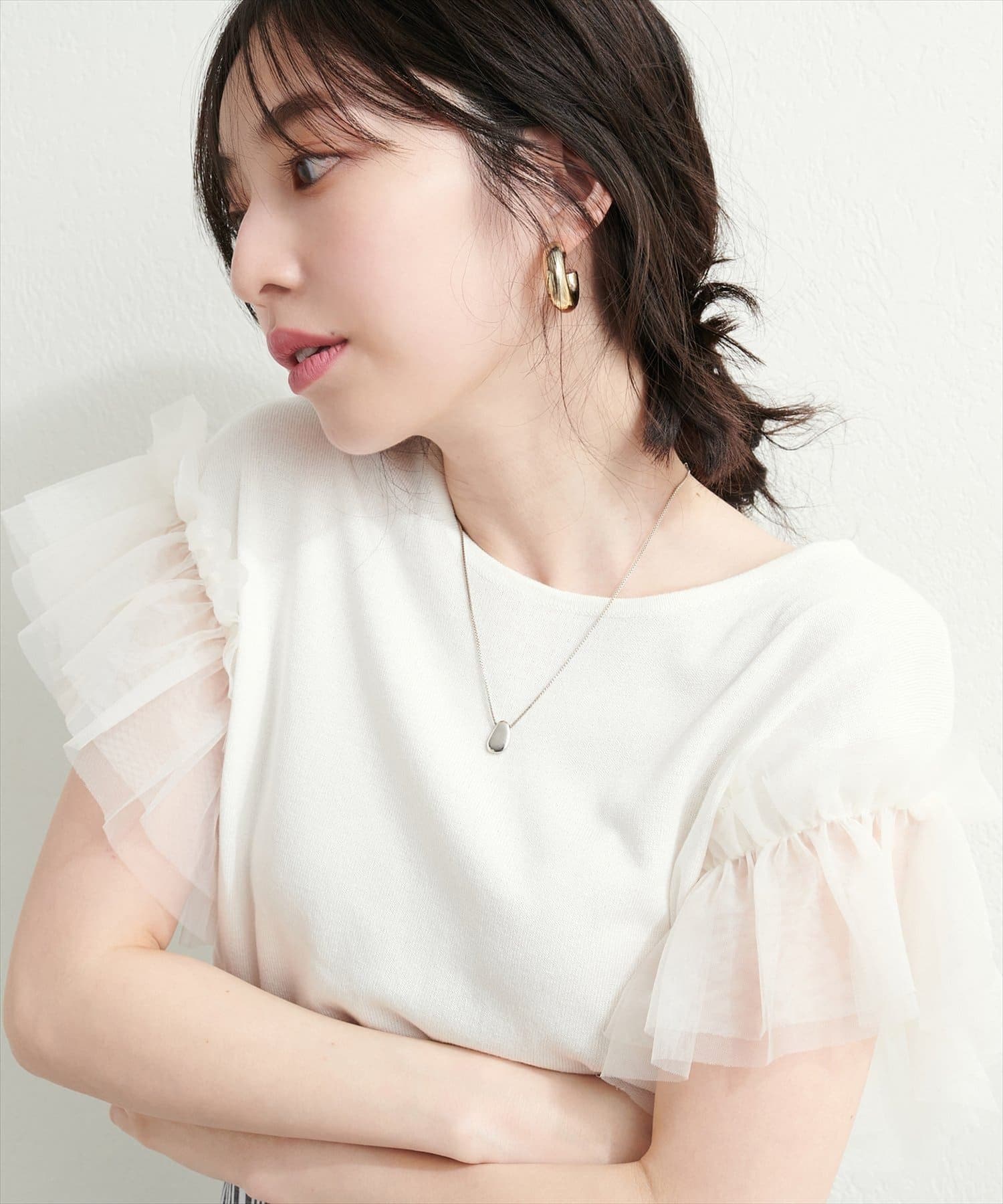 WEB限定】チュールフリルドッキングニット | natural couture