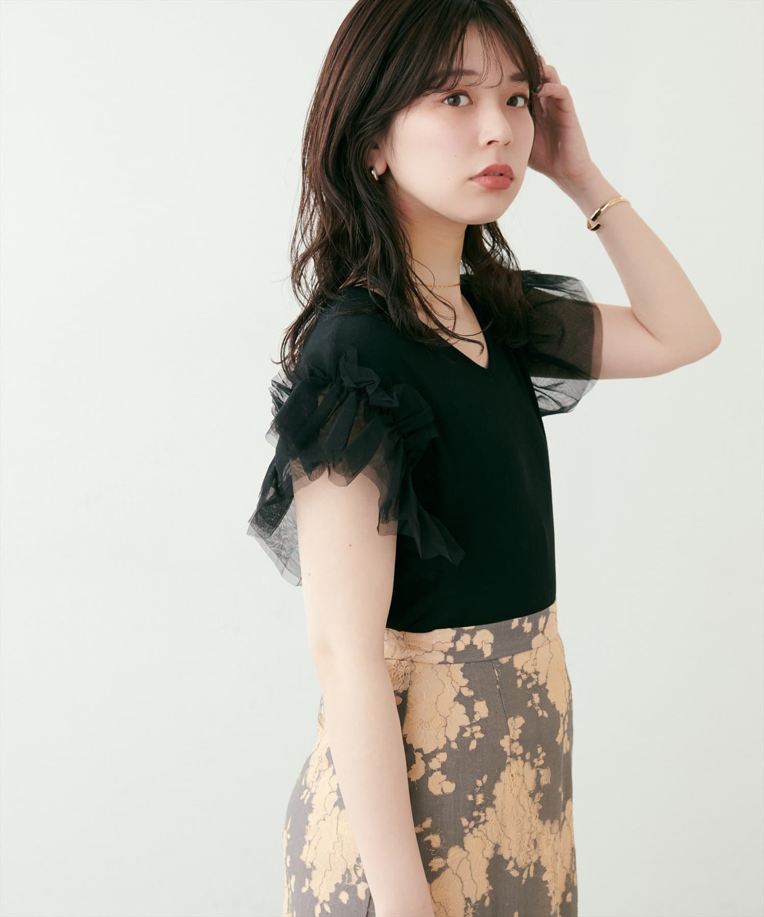 WEB限定】チュールフリルドッキングニット | natural couture