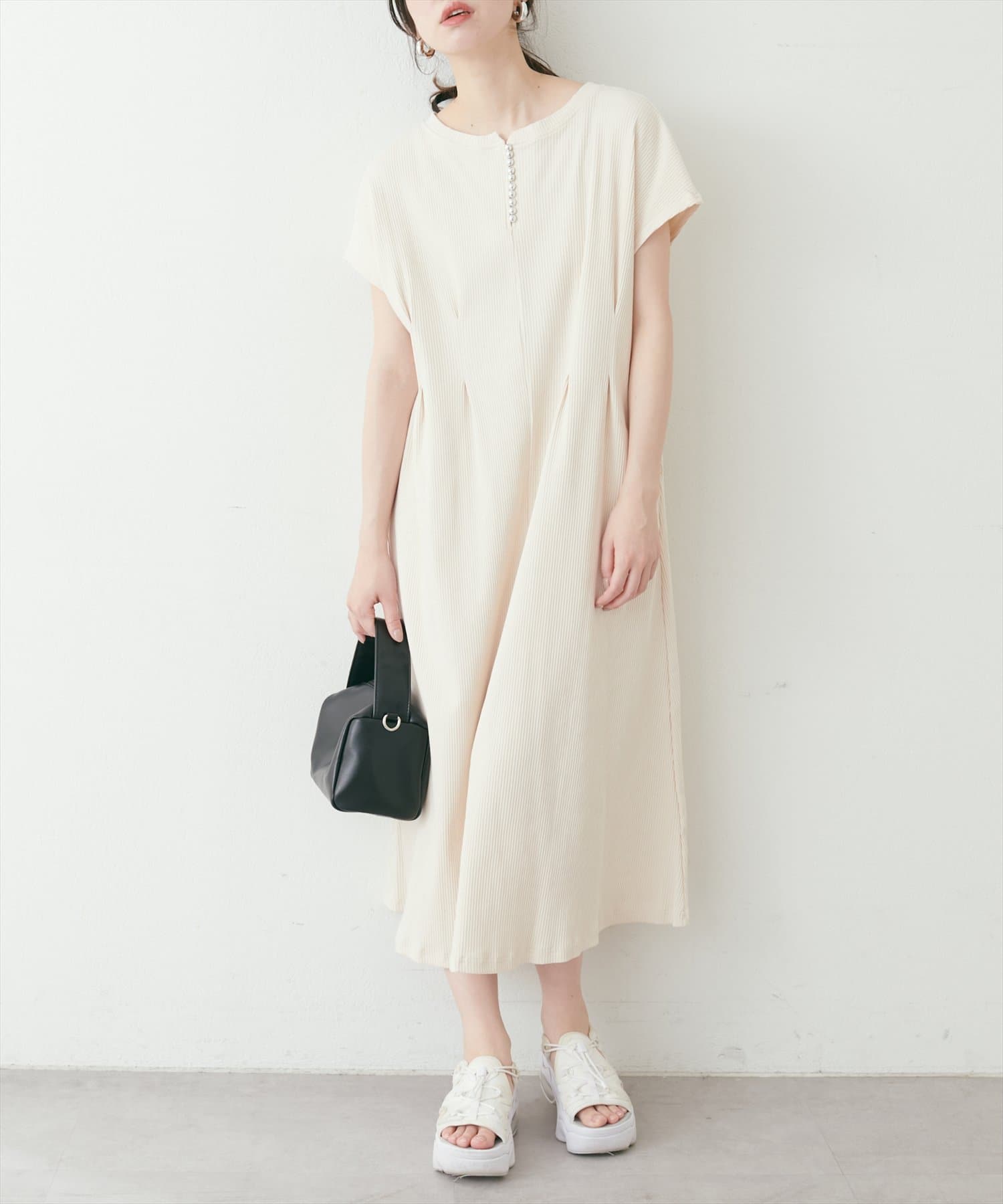 mamamo】テレコリブZIPあき2wayワンピース | natural couture