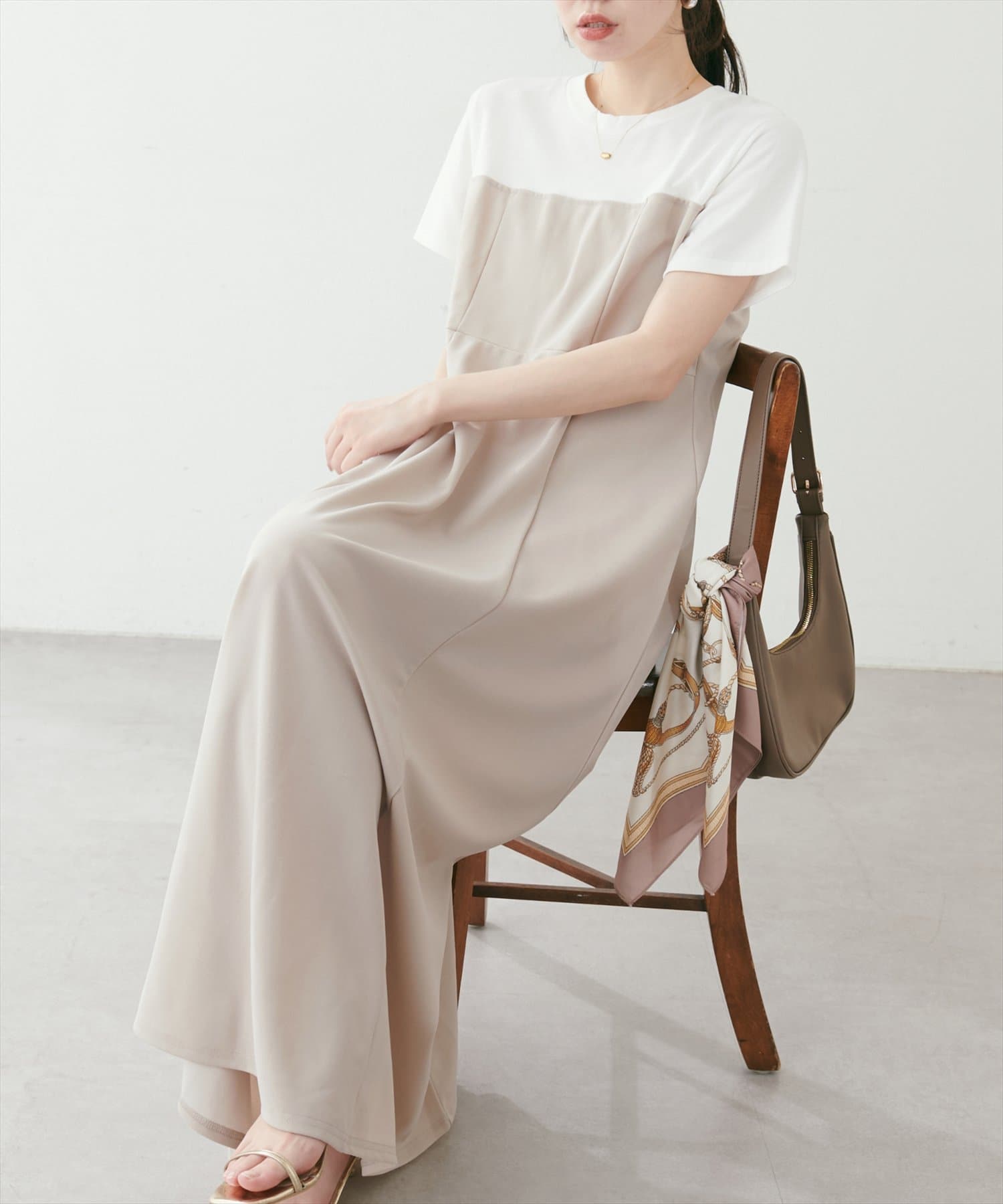 レイヤード風カットジョーゼットワンピース | natural couture