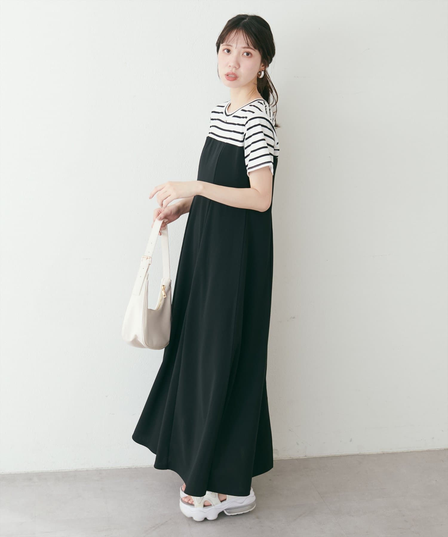 【2025SS natural couture】1枚はマストで持っておきたいワンピース■Design大人気のカットジョーゼットキャミワンピースにNEWバージョンが登場。カットのトップスとドッキングにな