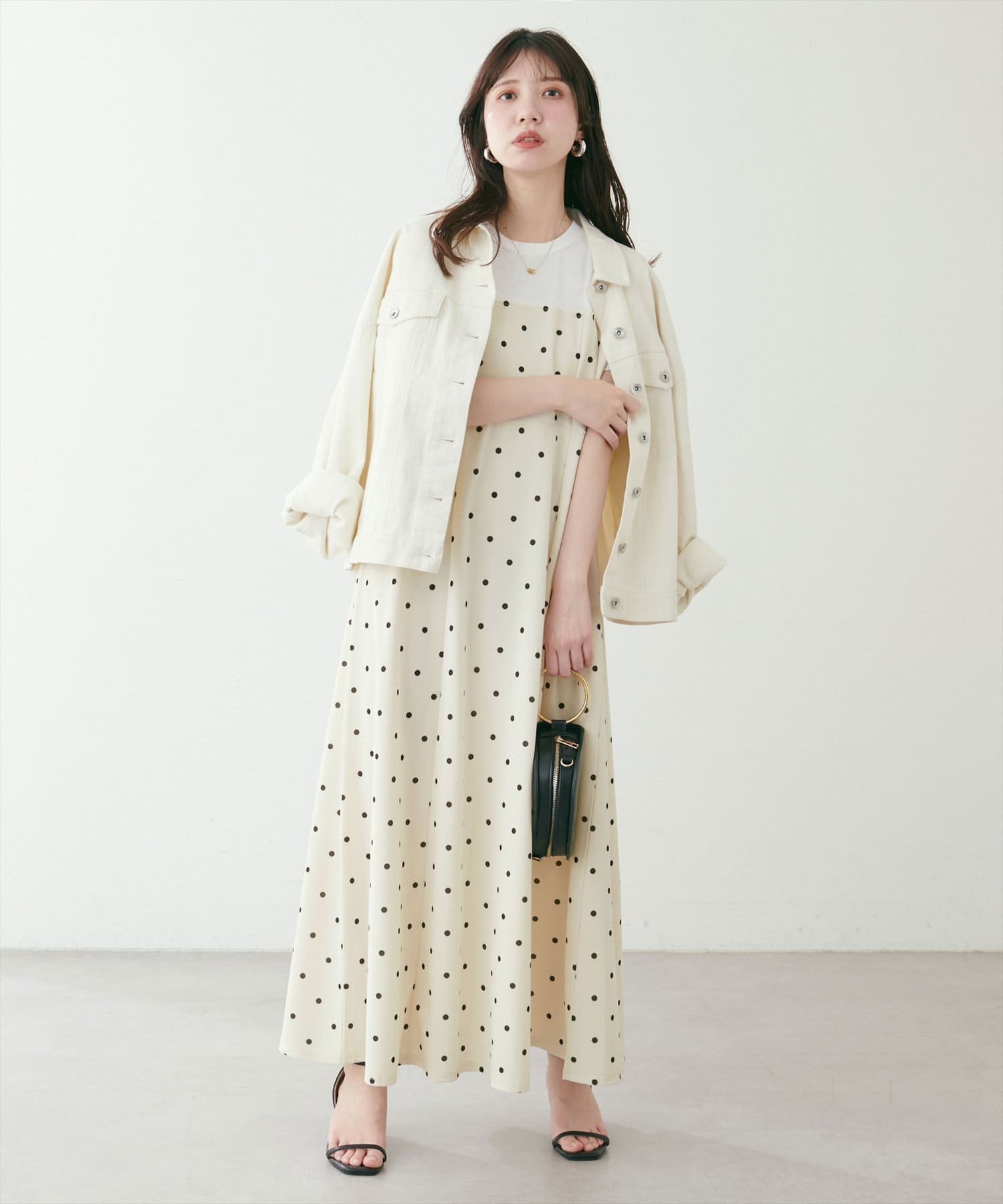 natural couture(ナチュラルクチュール) レイヤード風カットジョーゼットワンピース
