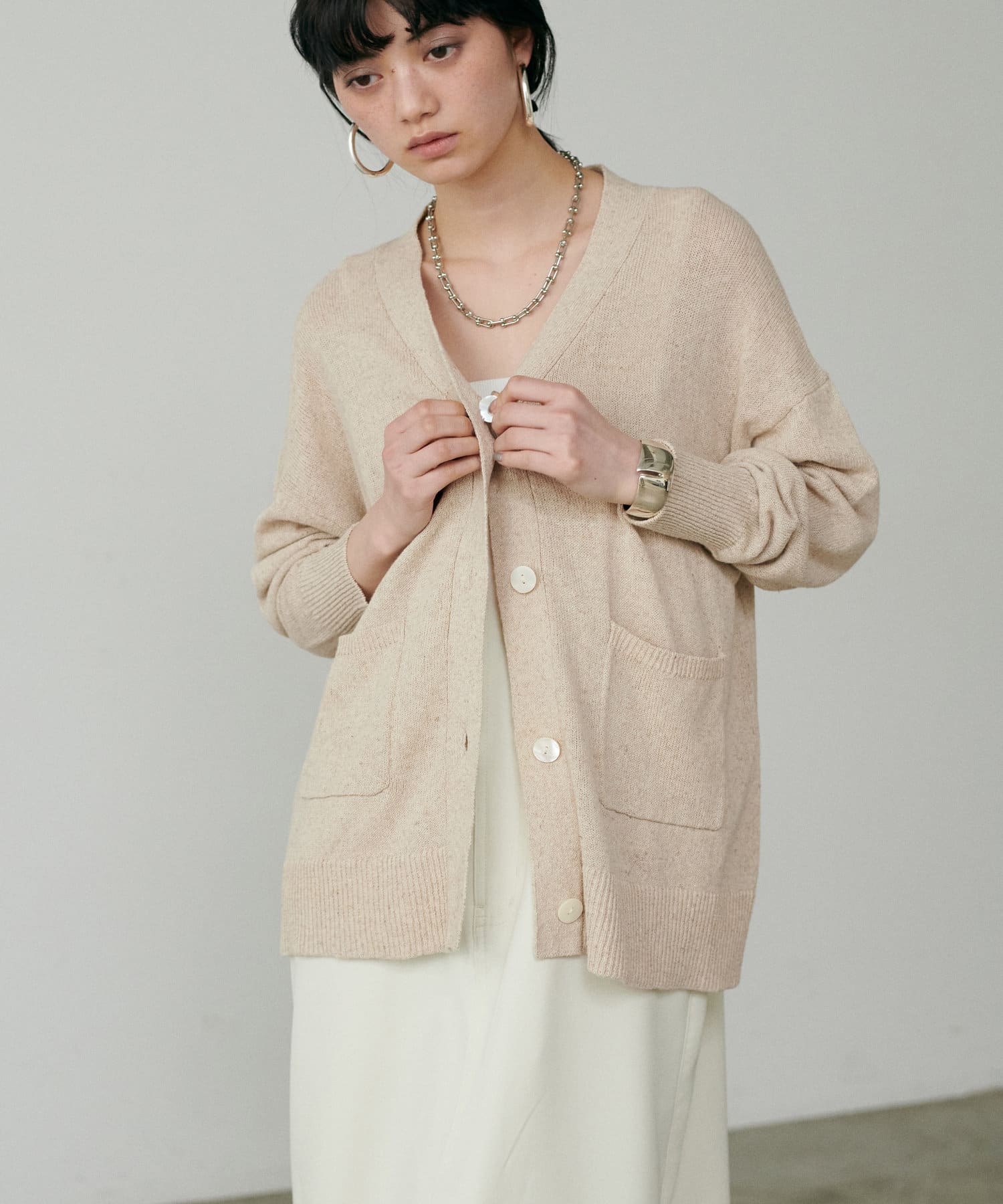 LARUTA(ラルータ) 綿麻シアーニットカーデ
