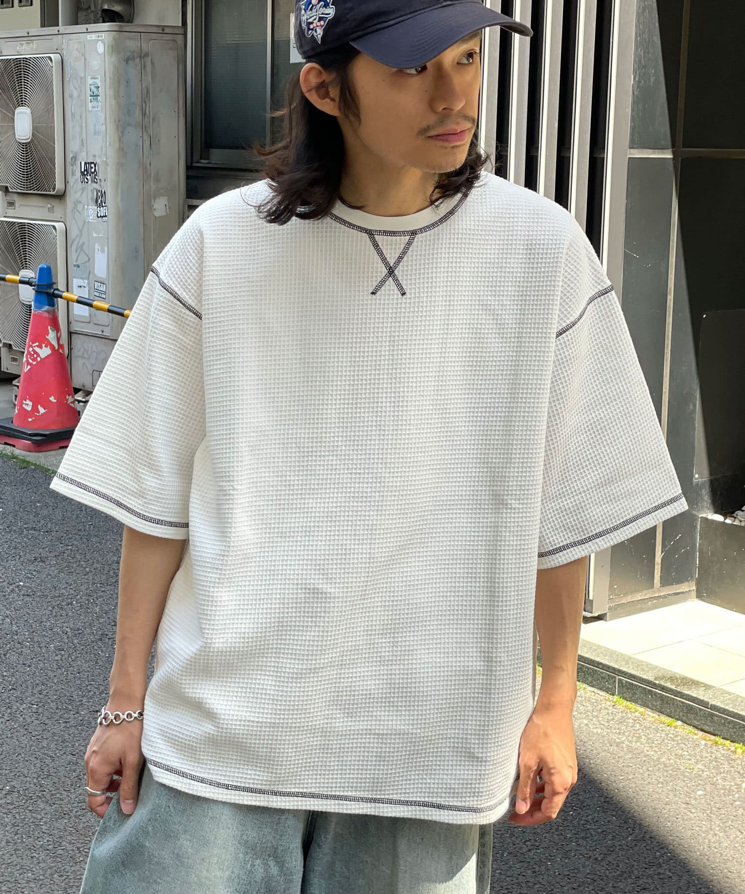 CIAOPANIC(チャオパニック) ヴィンテージライクワッフルBIGTシャツ