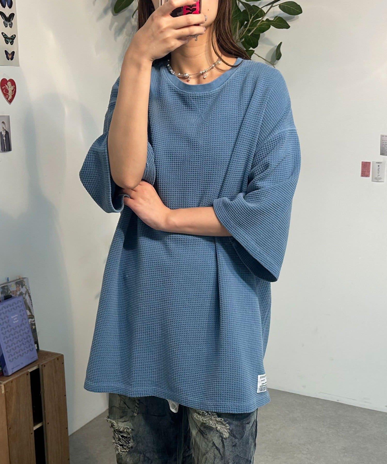 CIAOPANIC(チャオパニック) ヴィンテージライクワッフルBIGTシャツ