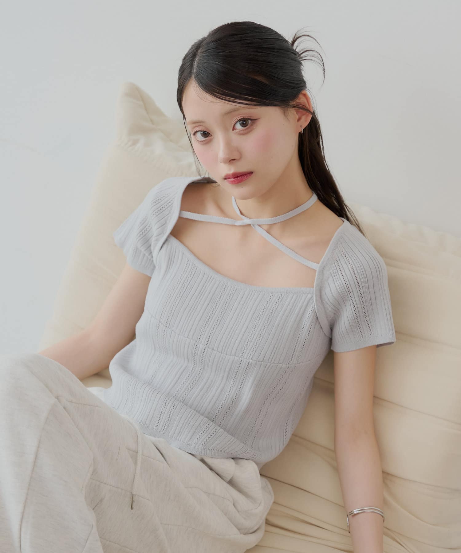 Chico(チコ) ボレロデザイン柄編みニット
