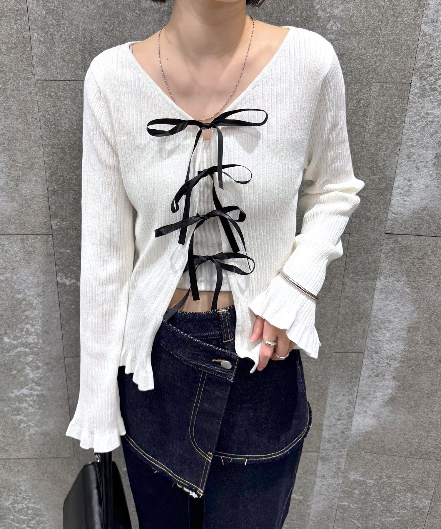 OUTLET(アウトレット) 【mystic】リボンカーデ